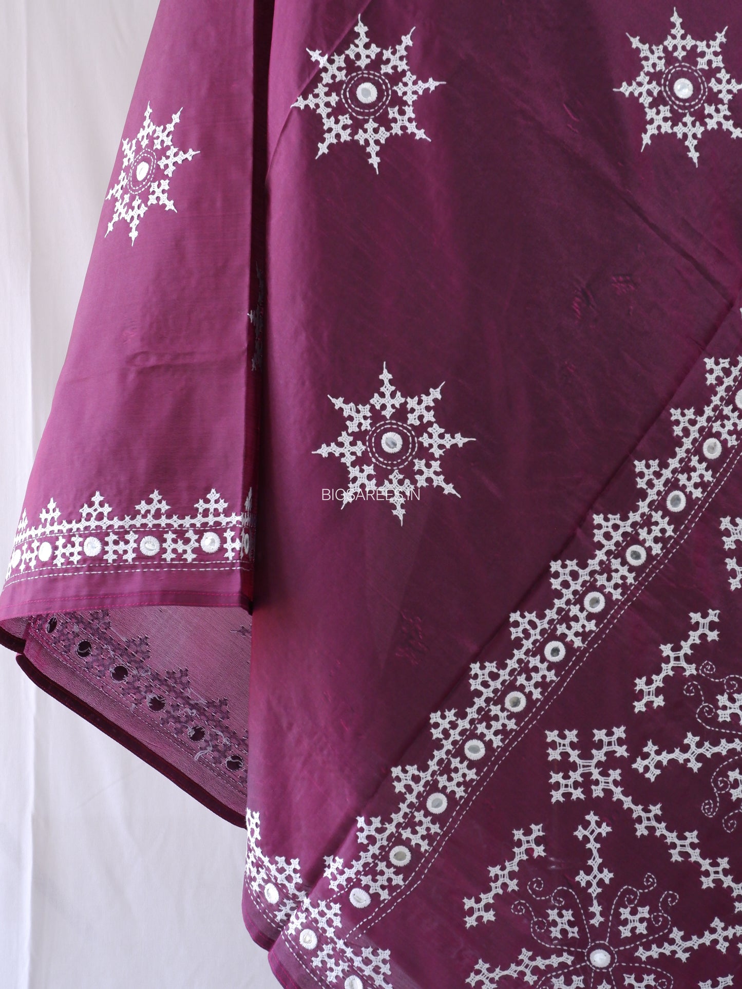 Kutchi Work Dupatta | Blended Bangalore Silk | Dark Purple