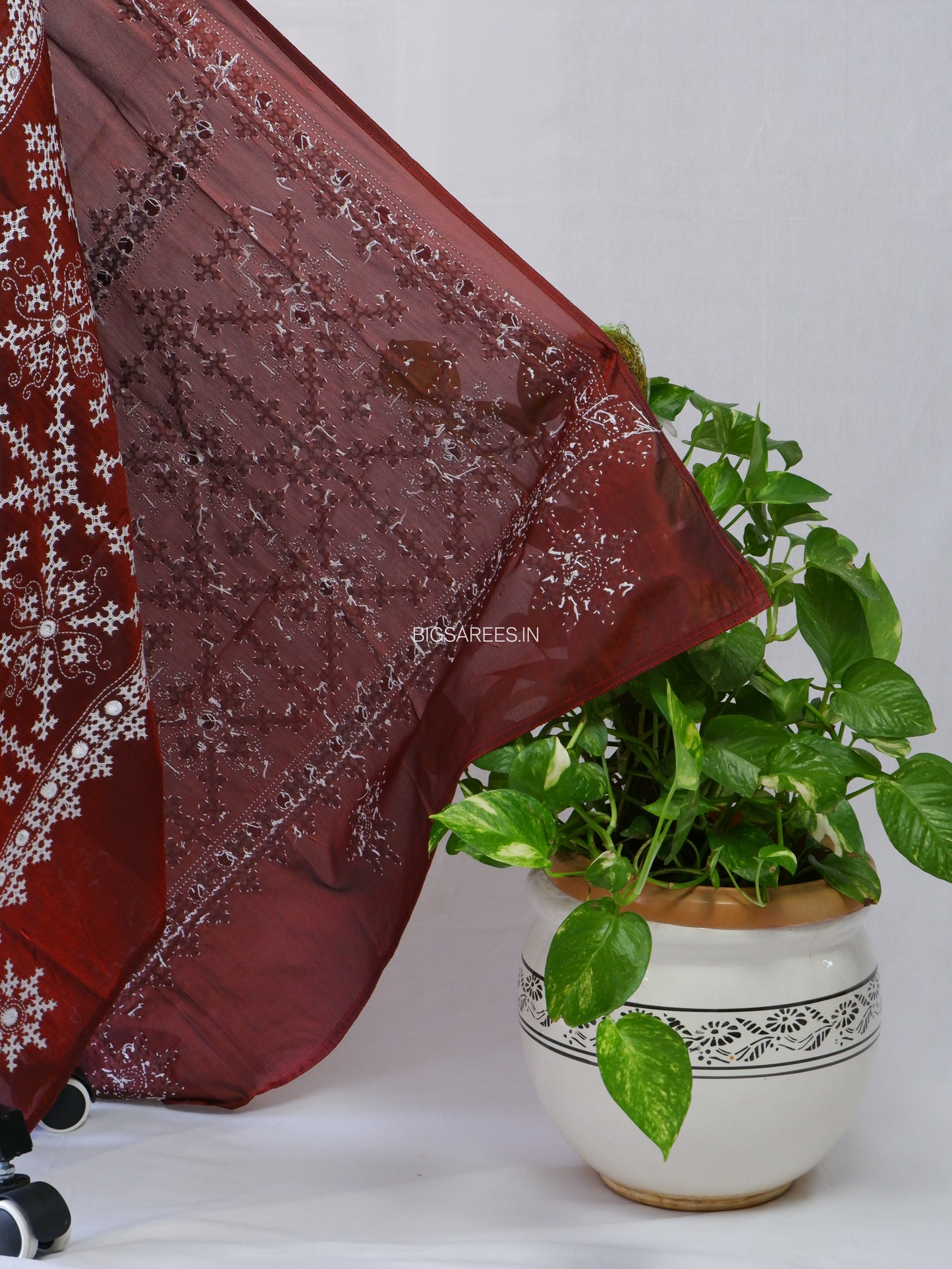Kutchi Work Dupatta | Blended Bangalore Silk | Maroon