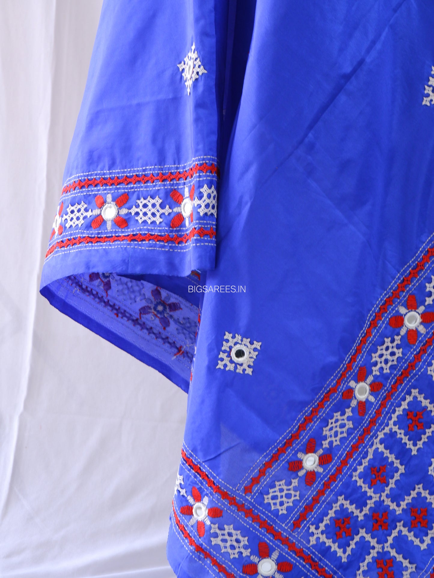 Kutchi Work Dupatta | Blended Bangalore Silk | Real Mirror | Blue