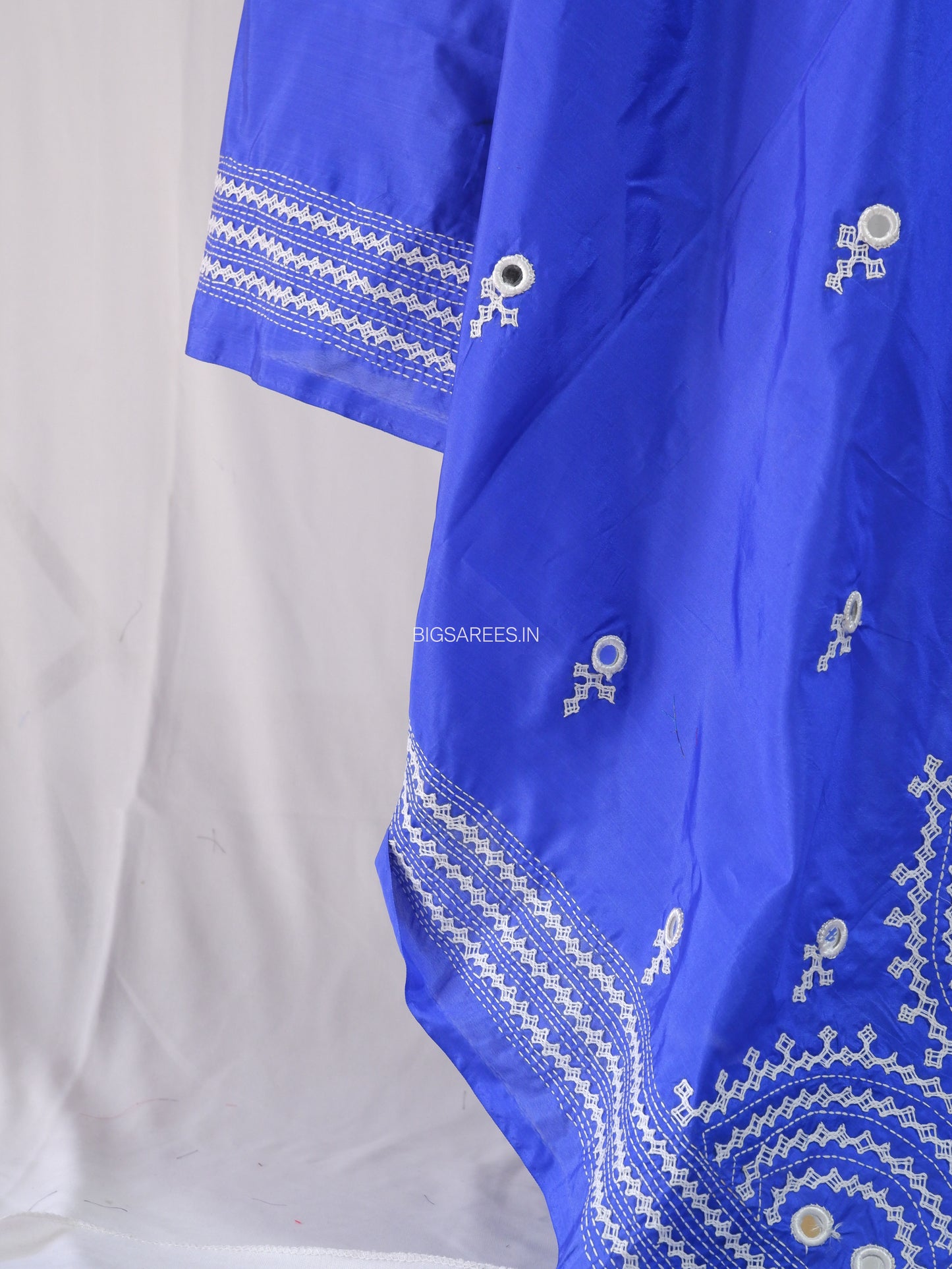 Kutchi Work Dupatta | Blended Bangalore Silk | Real Mirror | Blue