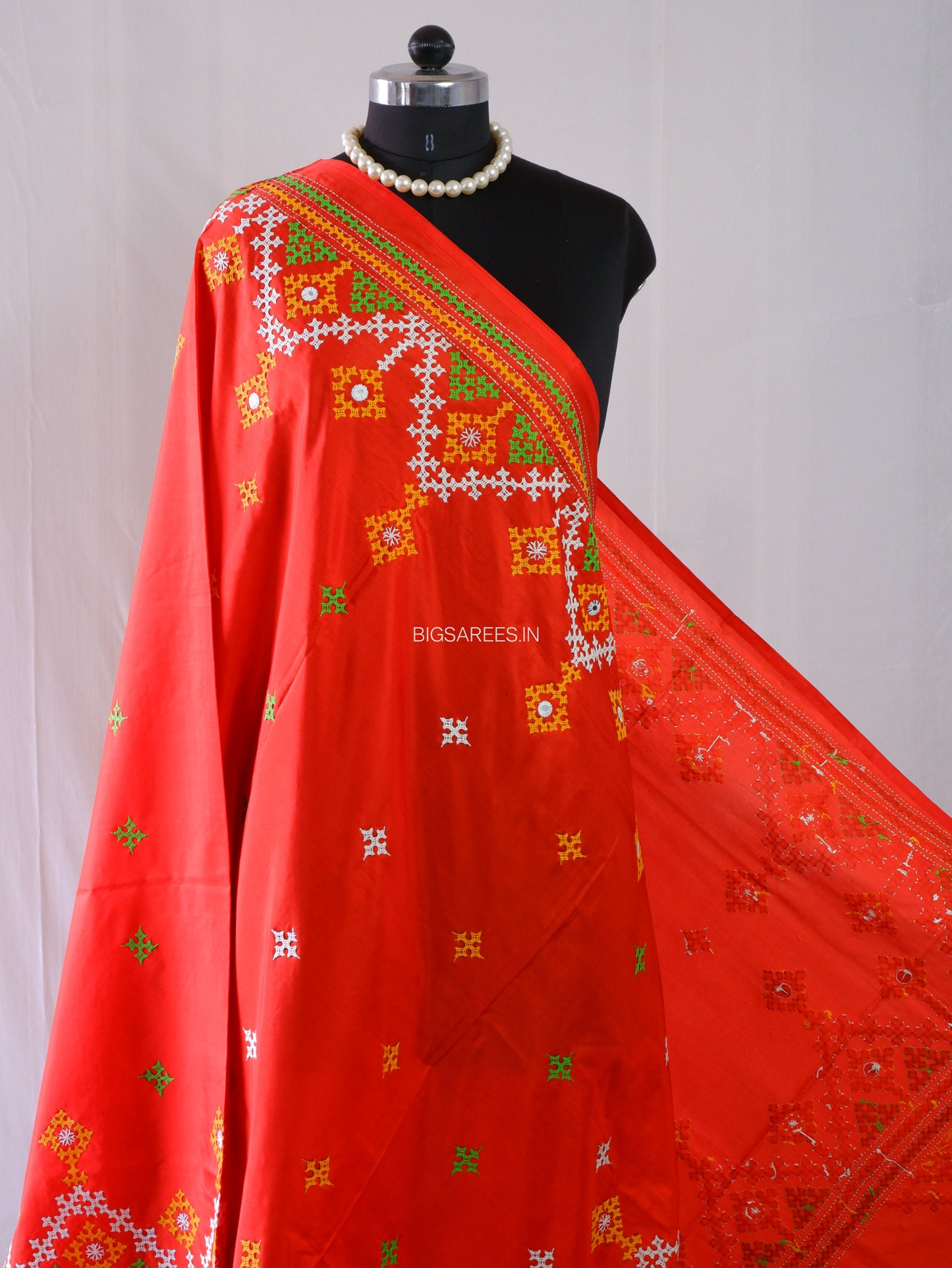 Kutchi Work Dupatta | Blended Bangalore Silk | Red