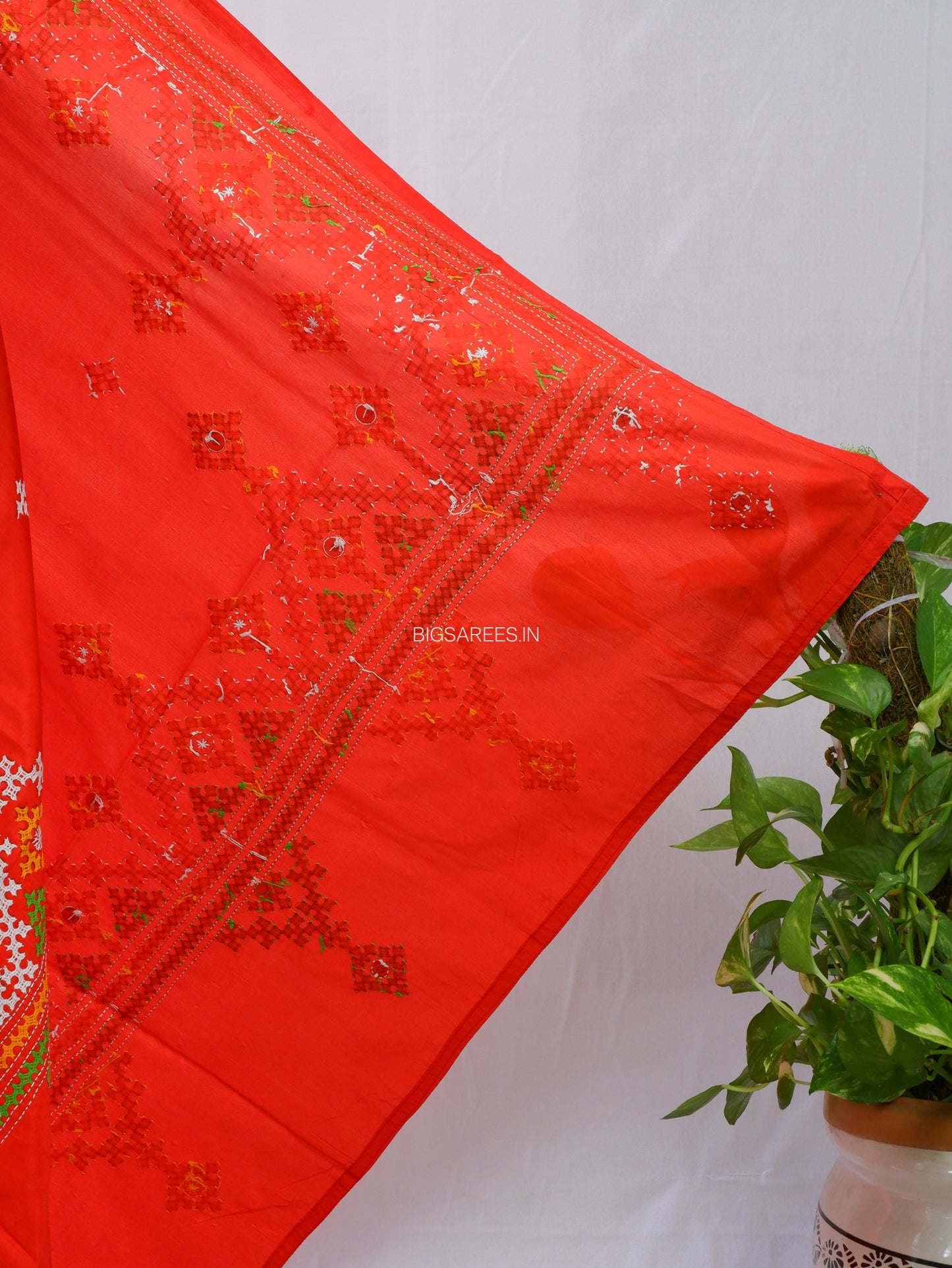 Kutchi Work Dupatta | Blended Bangalore Silk | Red