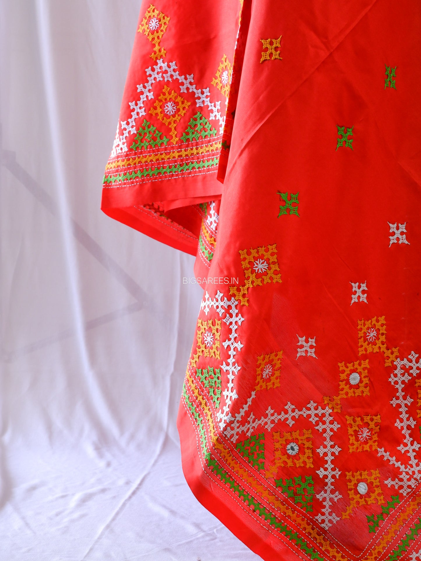 Kutchi Work Dupatta | Blended Bangalore Silk | Red