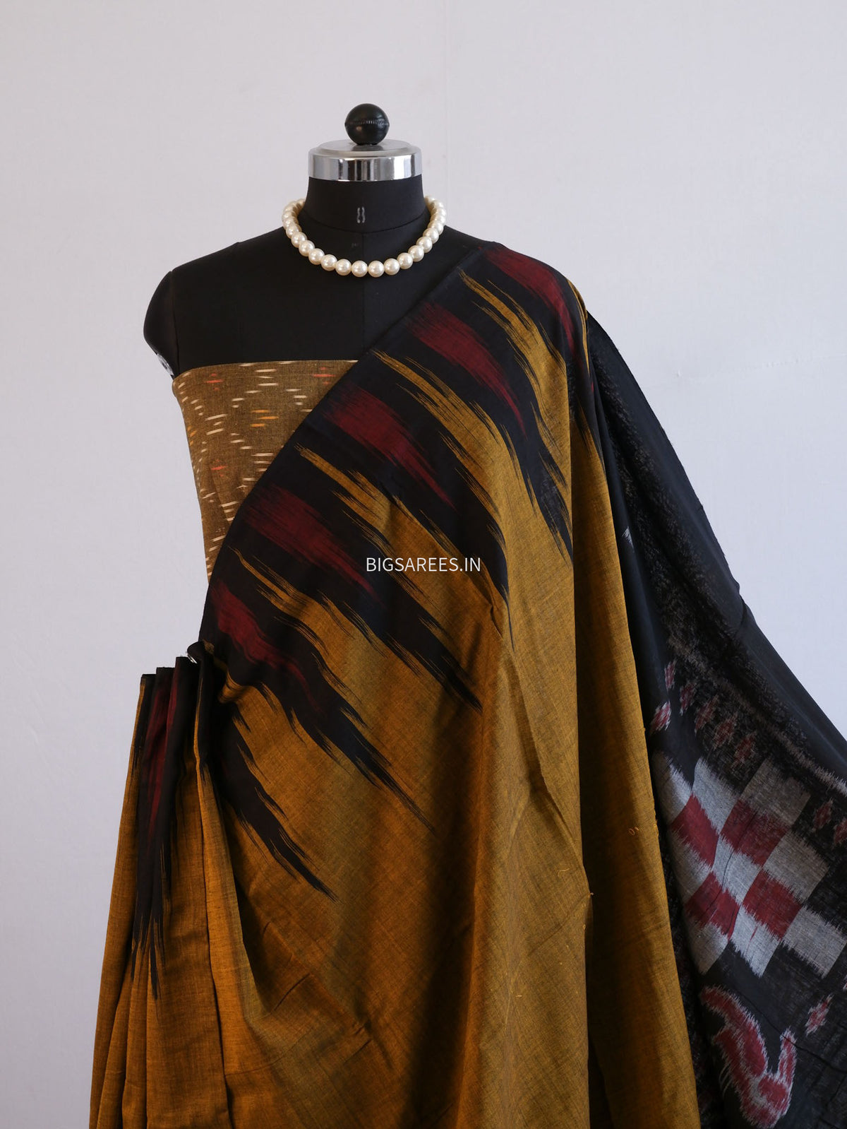 Sambalpuri Ikat Handwoven Saree | Cotton | Raw Umber