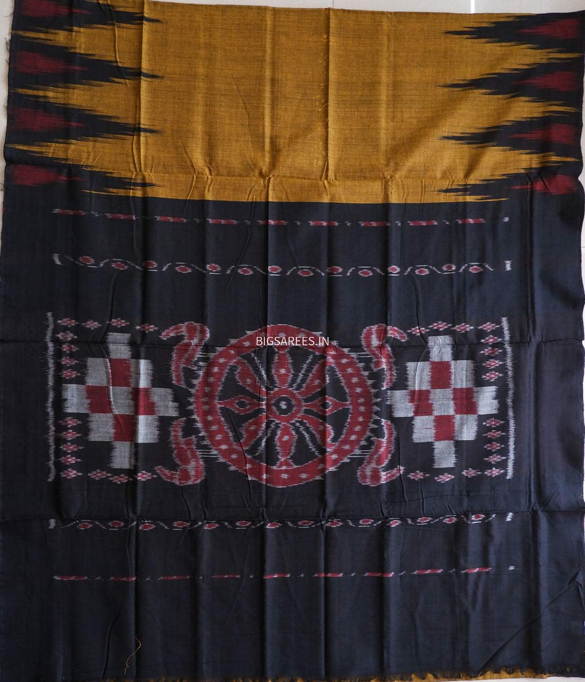 Sambalpuri Ikat Handwoven Saree | Cotton | Raw Umber