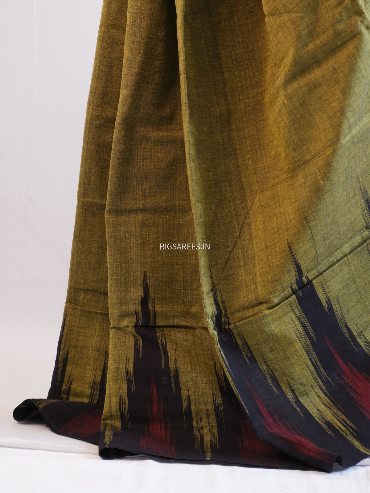 Sambalpuri Ikat Handwoven Saree | Cotton | Light Olive Green