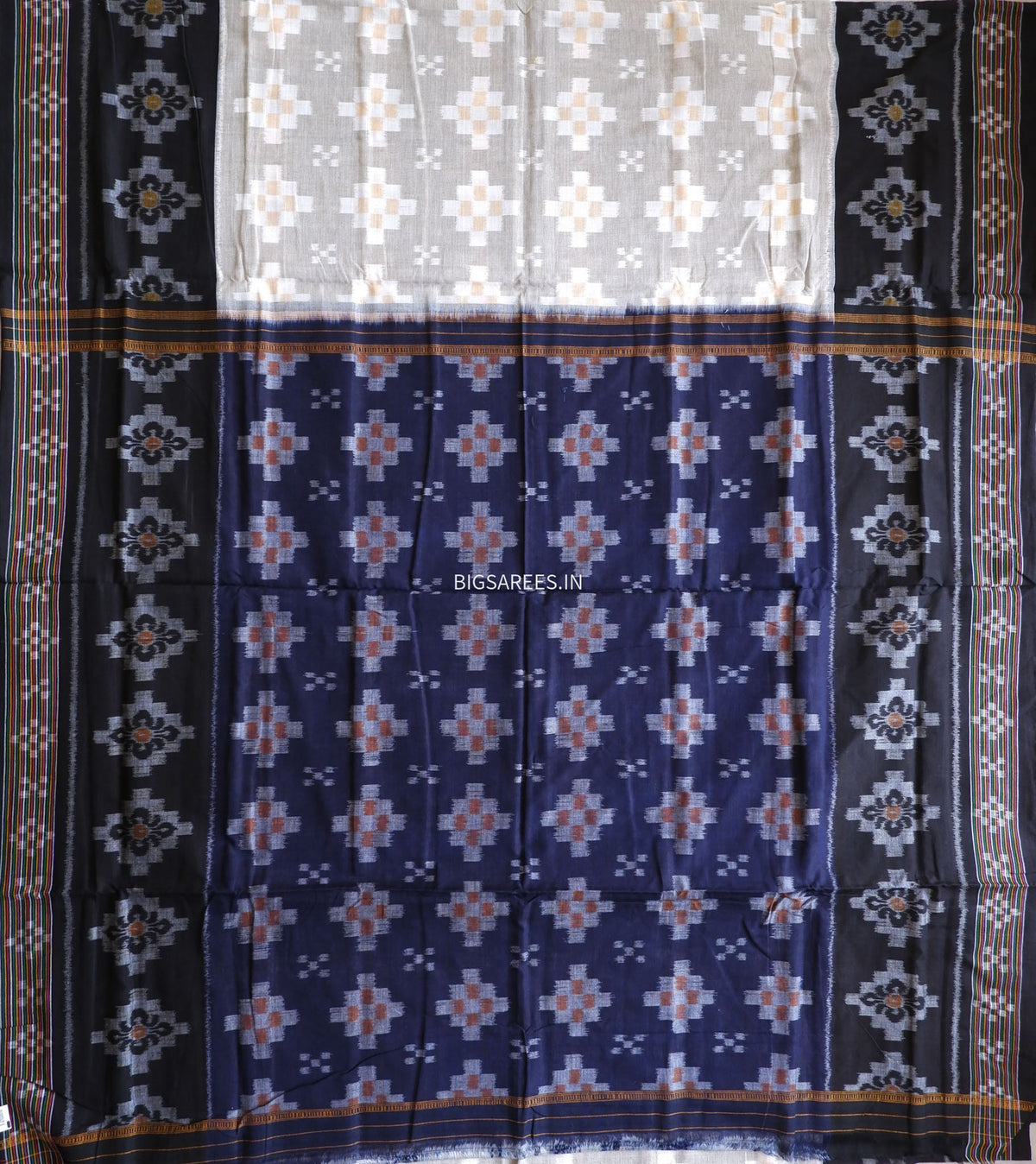 Sambalpuri Ikat Handwoven Saree | Cotton | White
