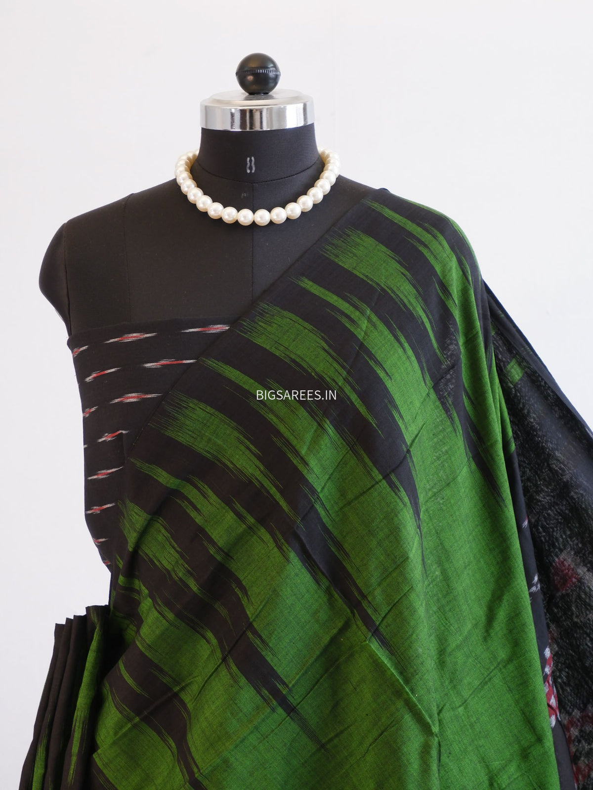 Sambalpuri Ikat Handwoven Saree | Cotton | Dark Green