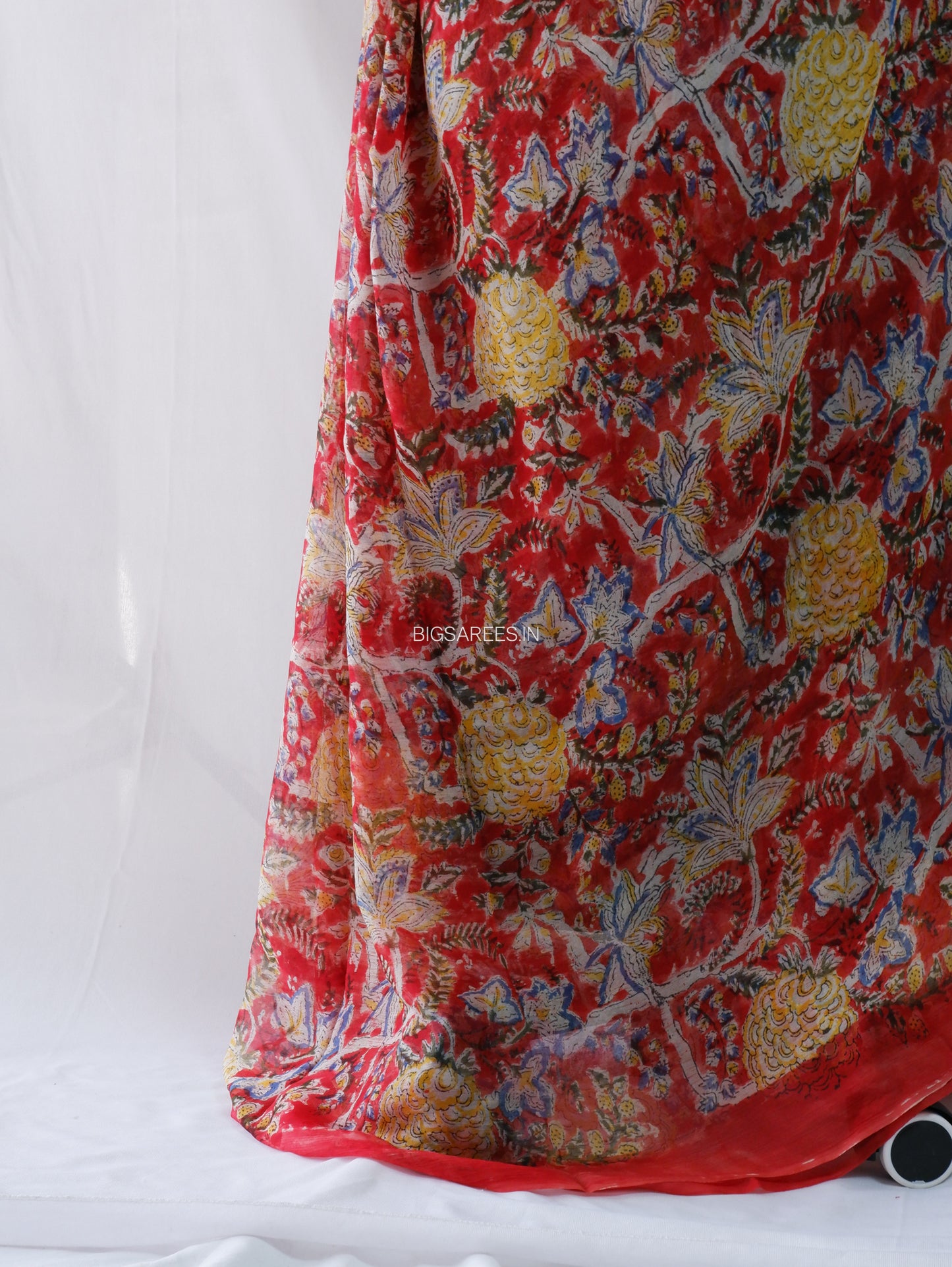 Hand Block Print Saree | Pure Chiffon | Red |