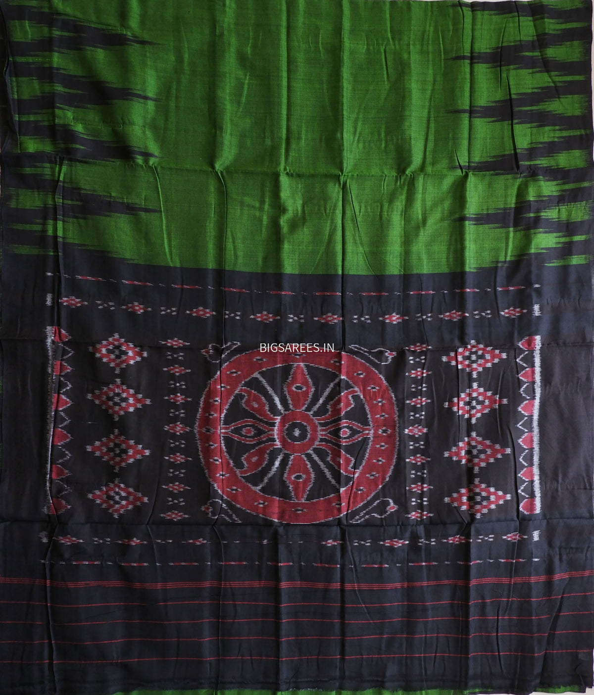 Sambalpuri Ikat Handwoven Saree | Cotton | Dark Green