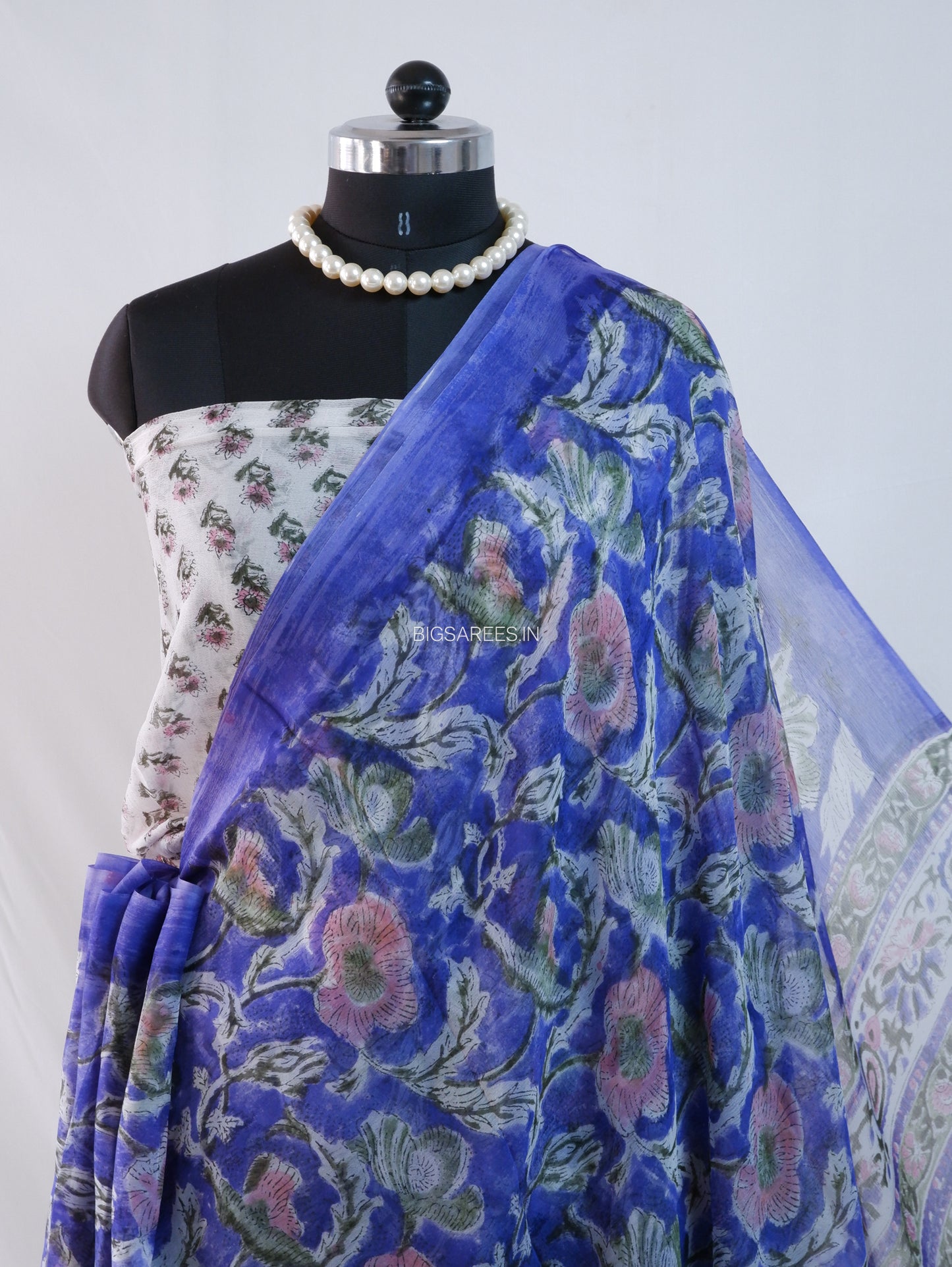 Hand Block Print Saree | Pure Chiffon