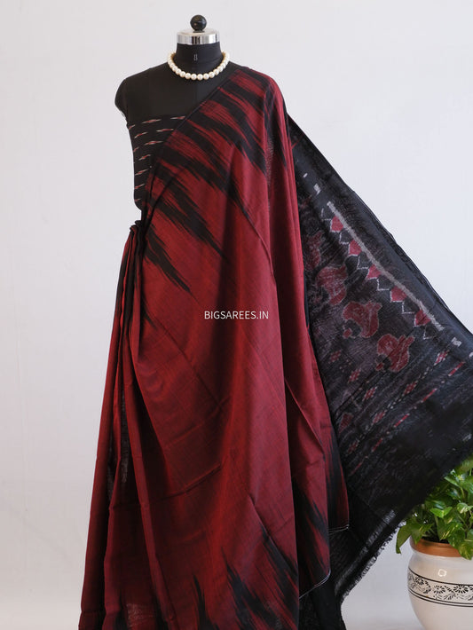 Sambalpuri Ikat Handwoven Saree | Cotton | Red