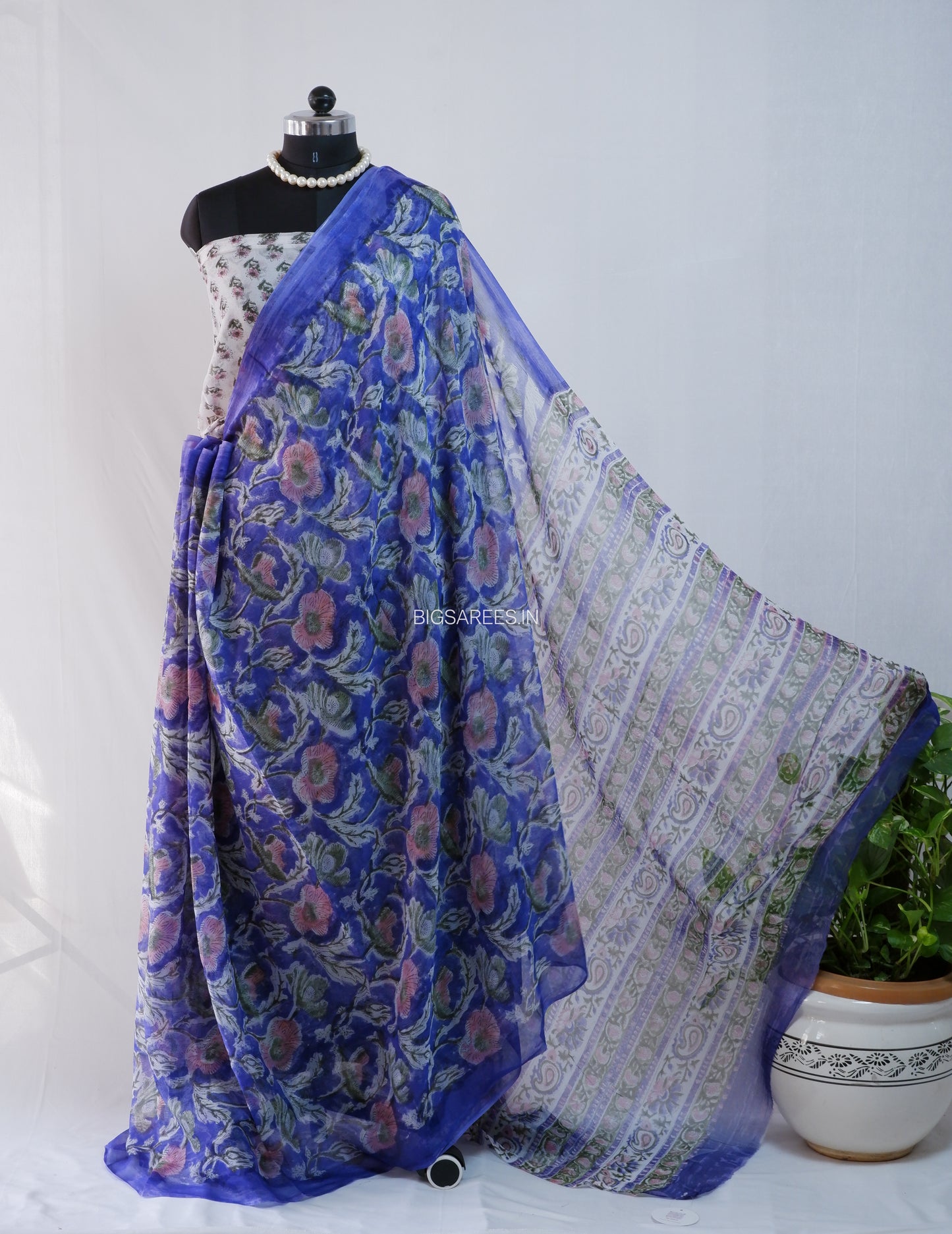 Hand Block Print Saree | Pure Chiffon