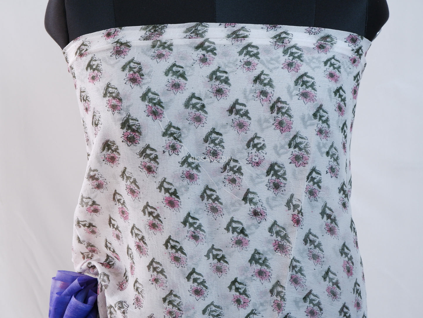 Hand Block Print Saree | Pure Chiffon