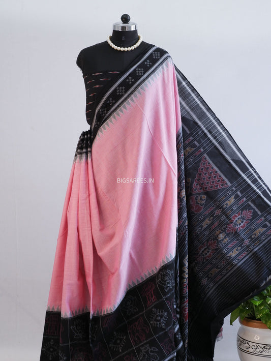 Sambalpuri Ikat Handwoven Saree | Cotton | Pink