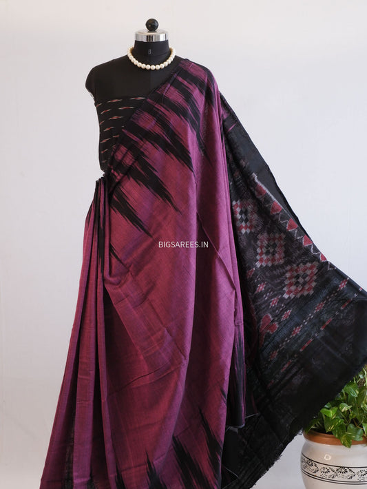 Sambalpuri Ikat Handwoven Saree | Cotton | Dark Pink