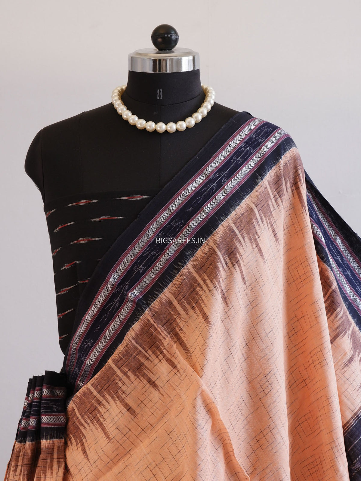 Sambalpuri Ikat Handwoven Saree | Cotton | Light Orange