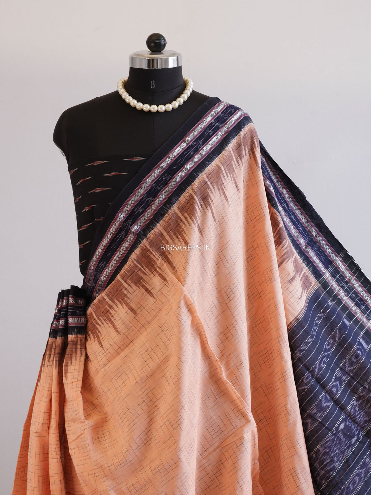 Sambalpuri Ikat Handwoven Saree | Cotton | Light Orange