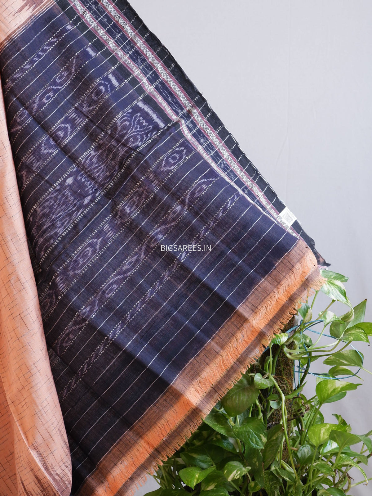 Sambalpuri Ikat Handwoven Saree | Cotton | Light Orange