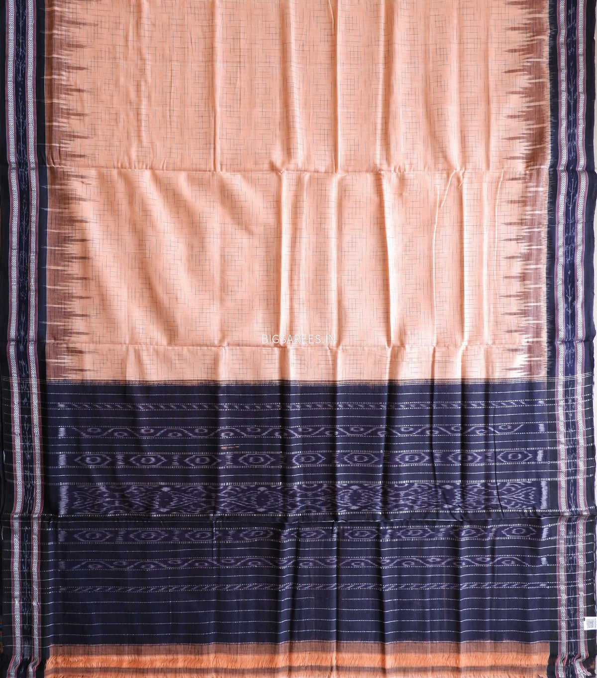 Sambalpuri Ikat Handwoven Saree | Cotton | Light Orange
