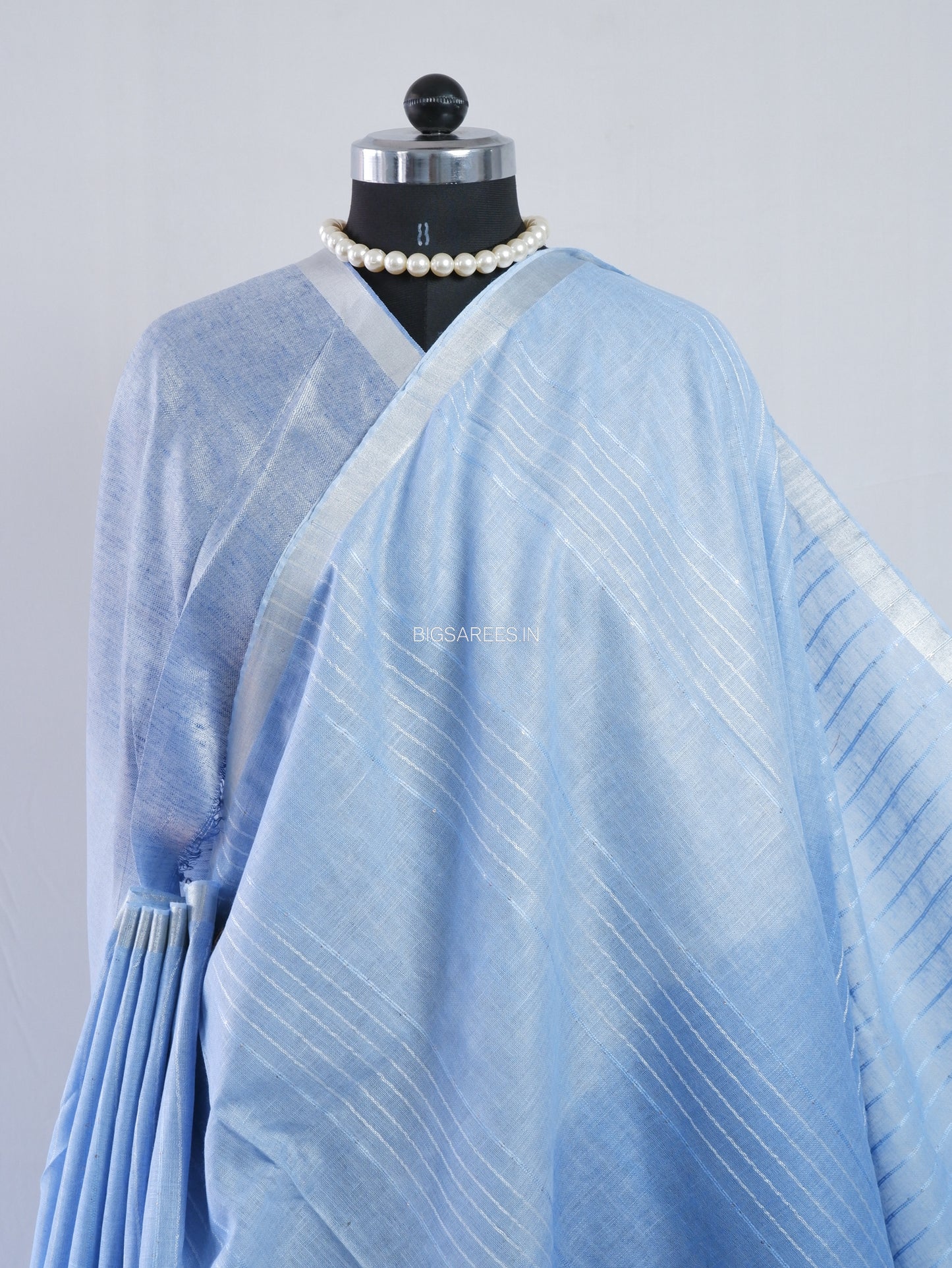 Linen by Linen Saree | With Blouse | Blue