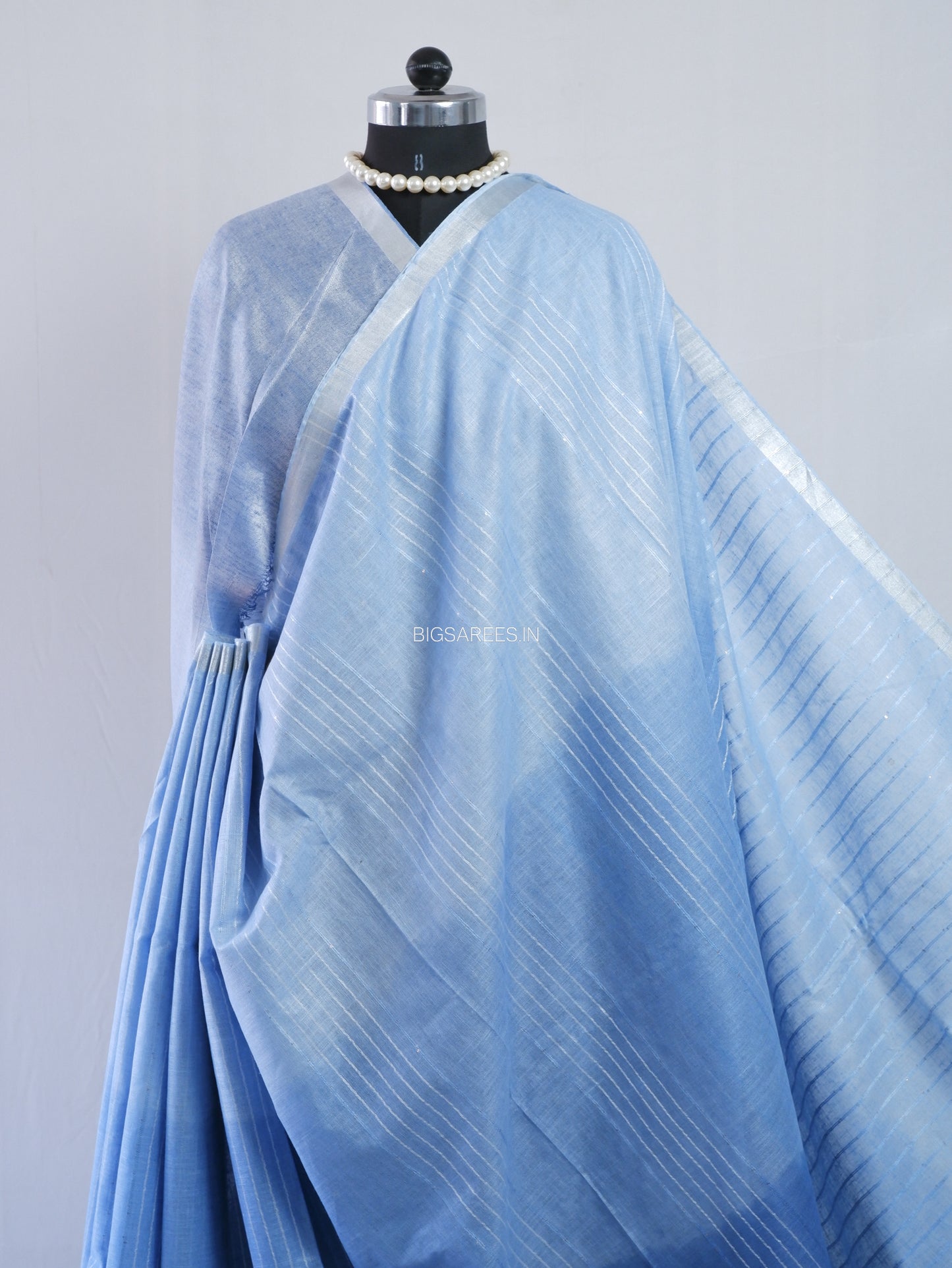 Linen by Linen Saree | With Blouse | Blue
