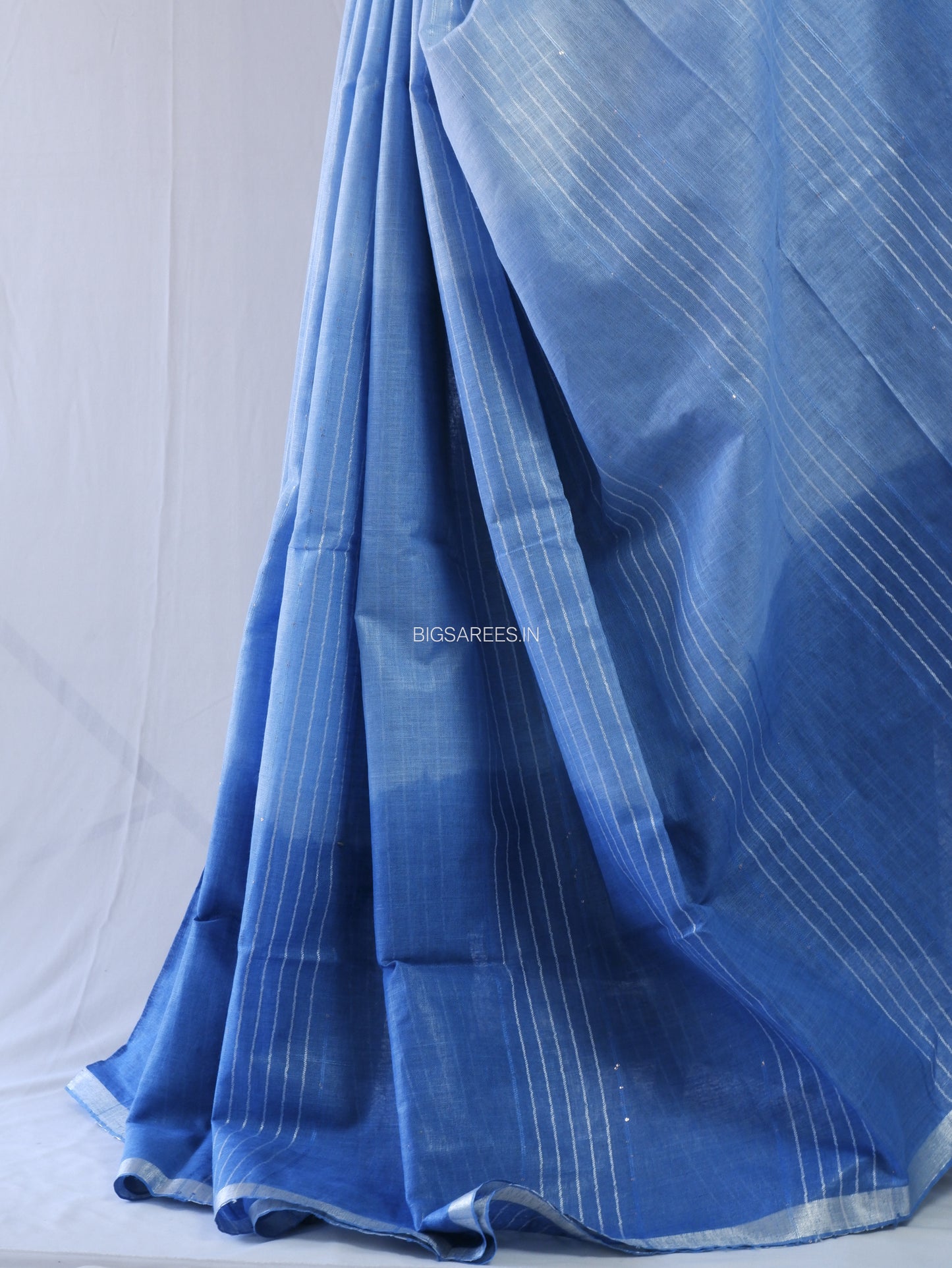 Linen by Linen Saree | With Blouse | Blue