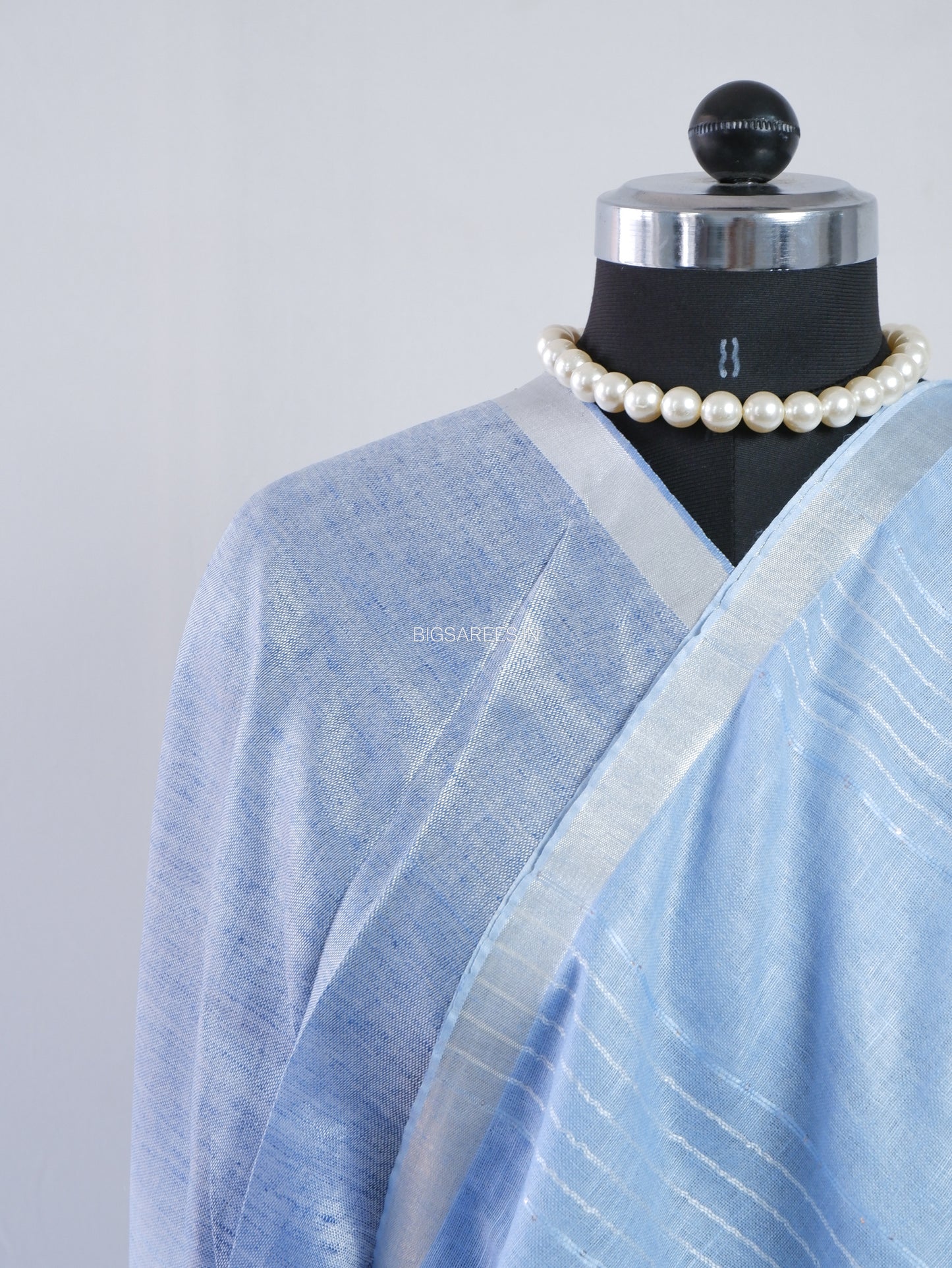 Linen by Linen Saree | With Blouse | Blue