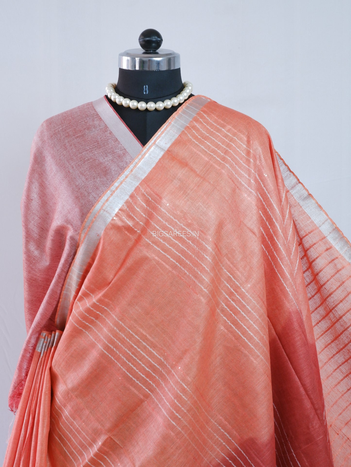 Linen by Linen Saree | With Blouse | Teracotta