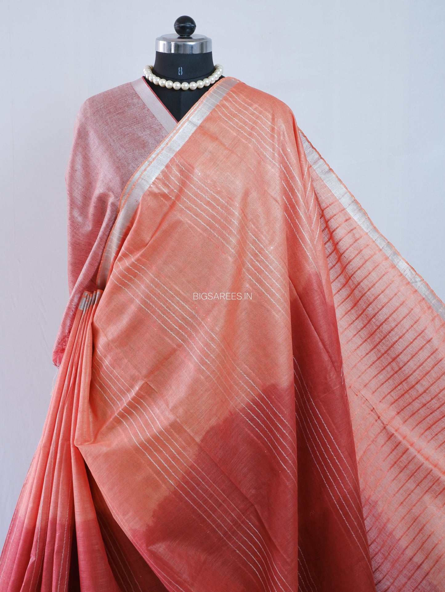 Linen by Linen Saree | With Blouse | Teracotta