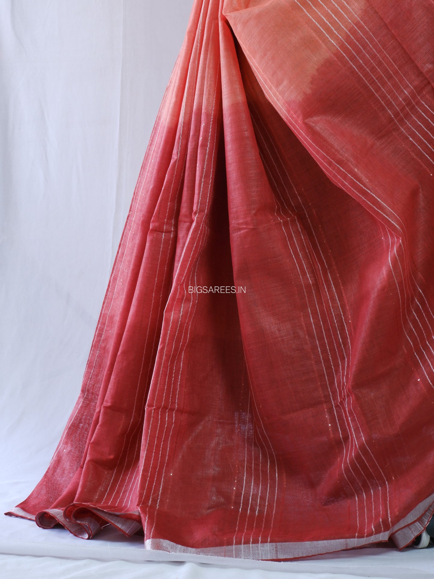 Linen by Linen Saree | With Blouse | Teracotta