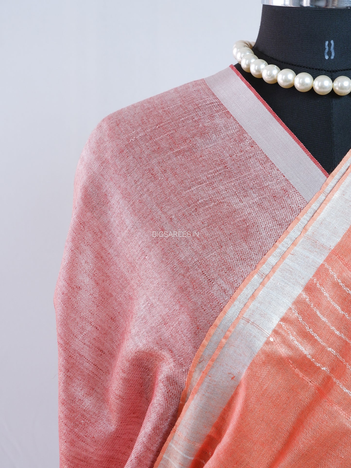 Linen by Linen Saree | With Blouse | Teracotta