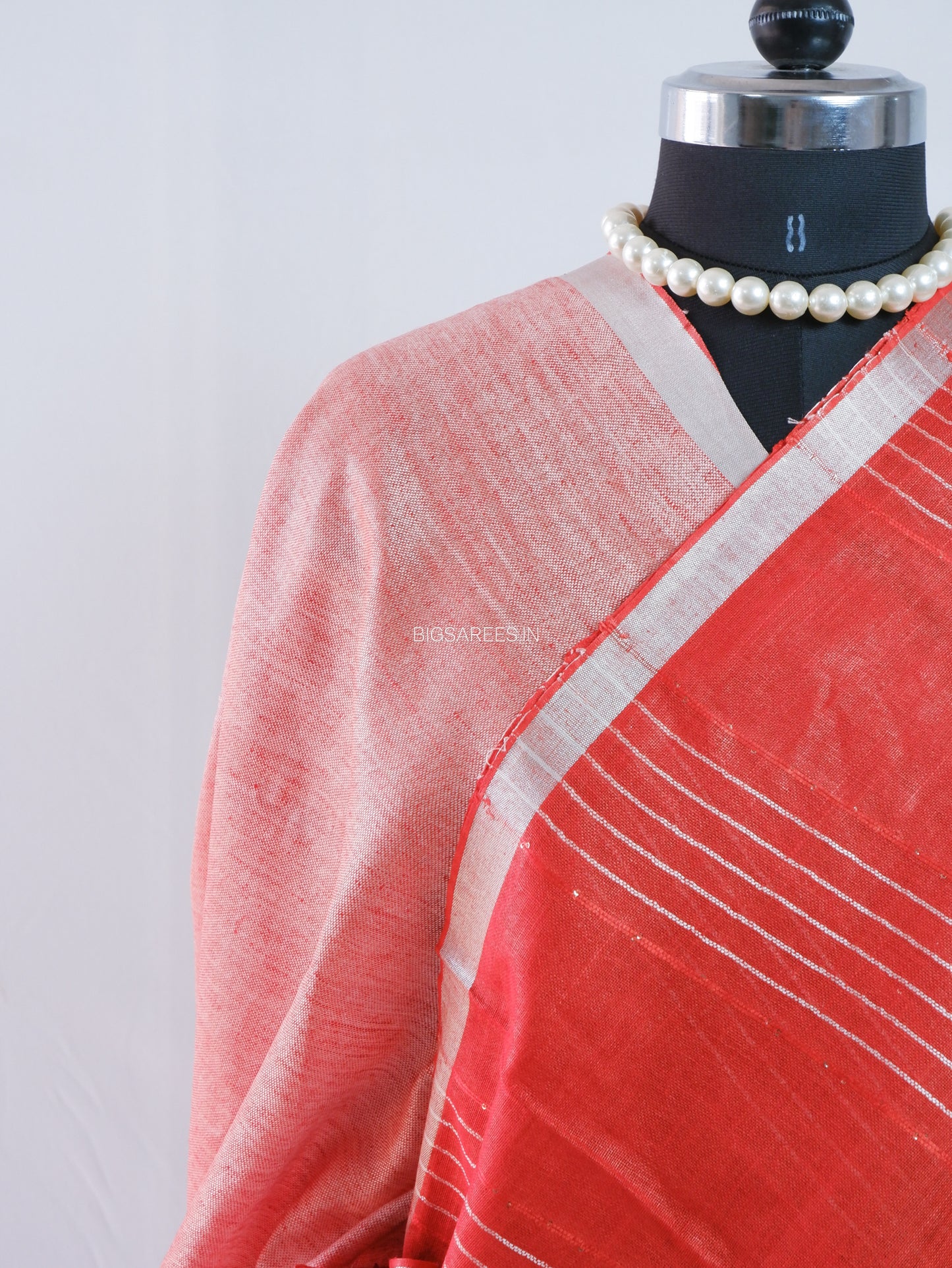 Linen by Linen Saree | With Blouse | Red