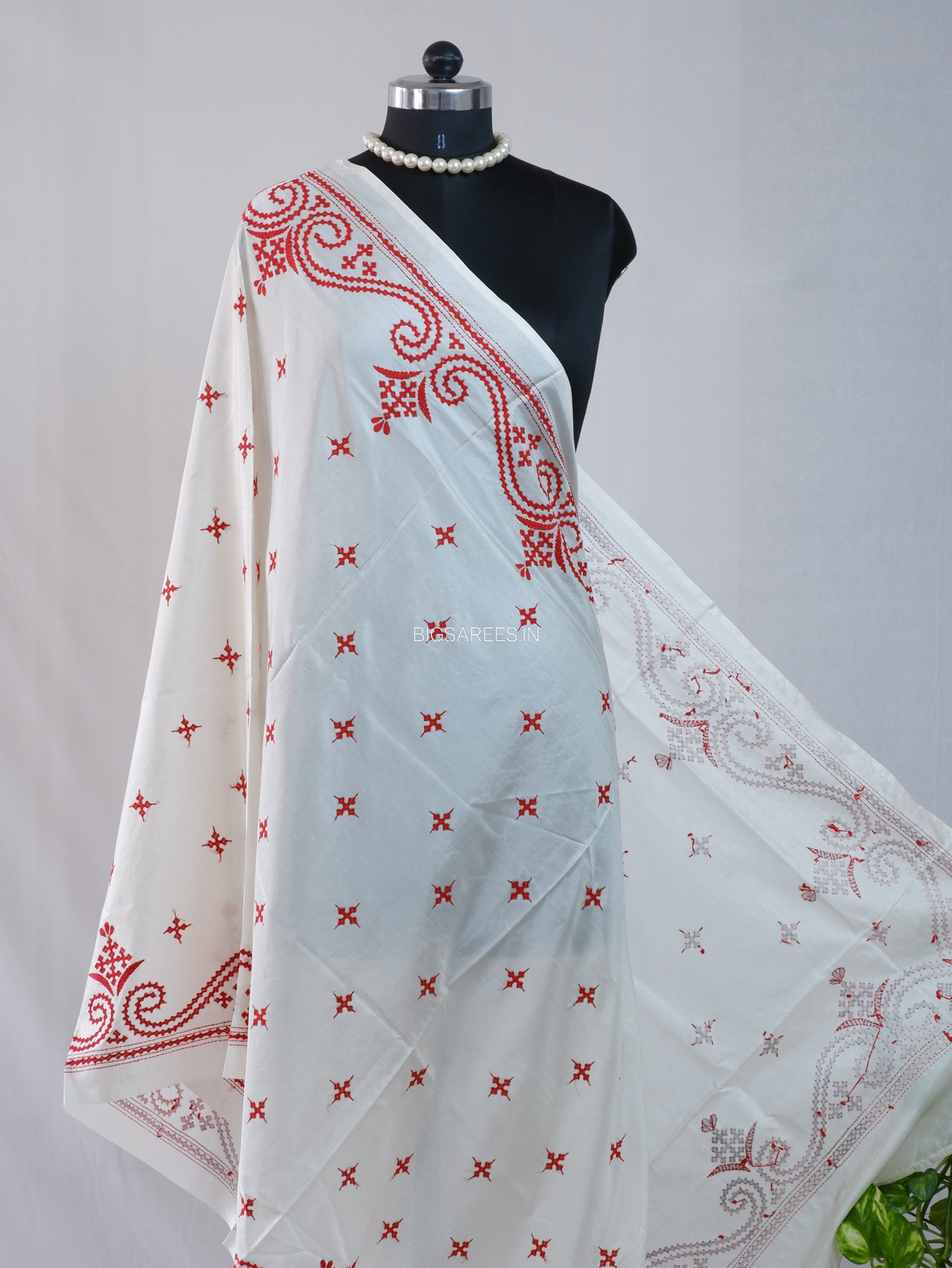 Kutchi Work Dupatta | Blended Bangalore Silk | White