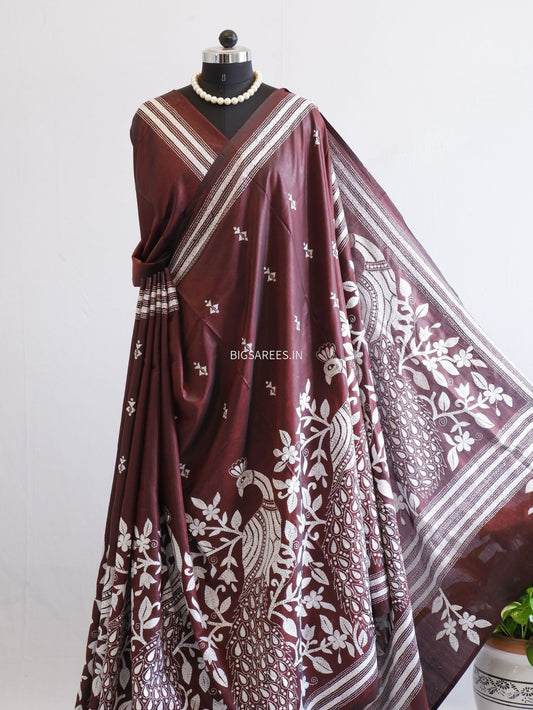 Kantha Hand Embroidered Saree | Blended Banglore Silk/Art Silk | Purple