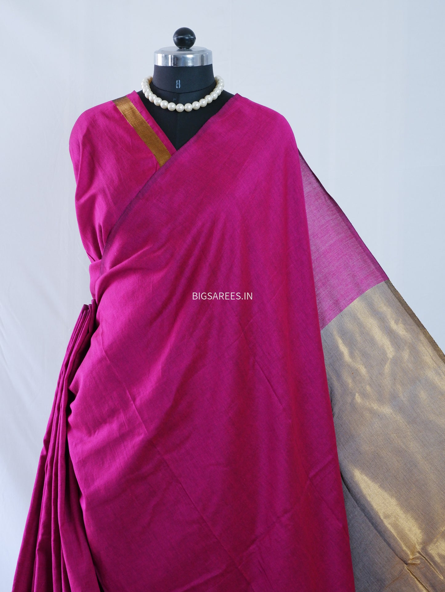 Handwoven Saree | Acrylic Cotton | Magenta