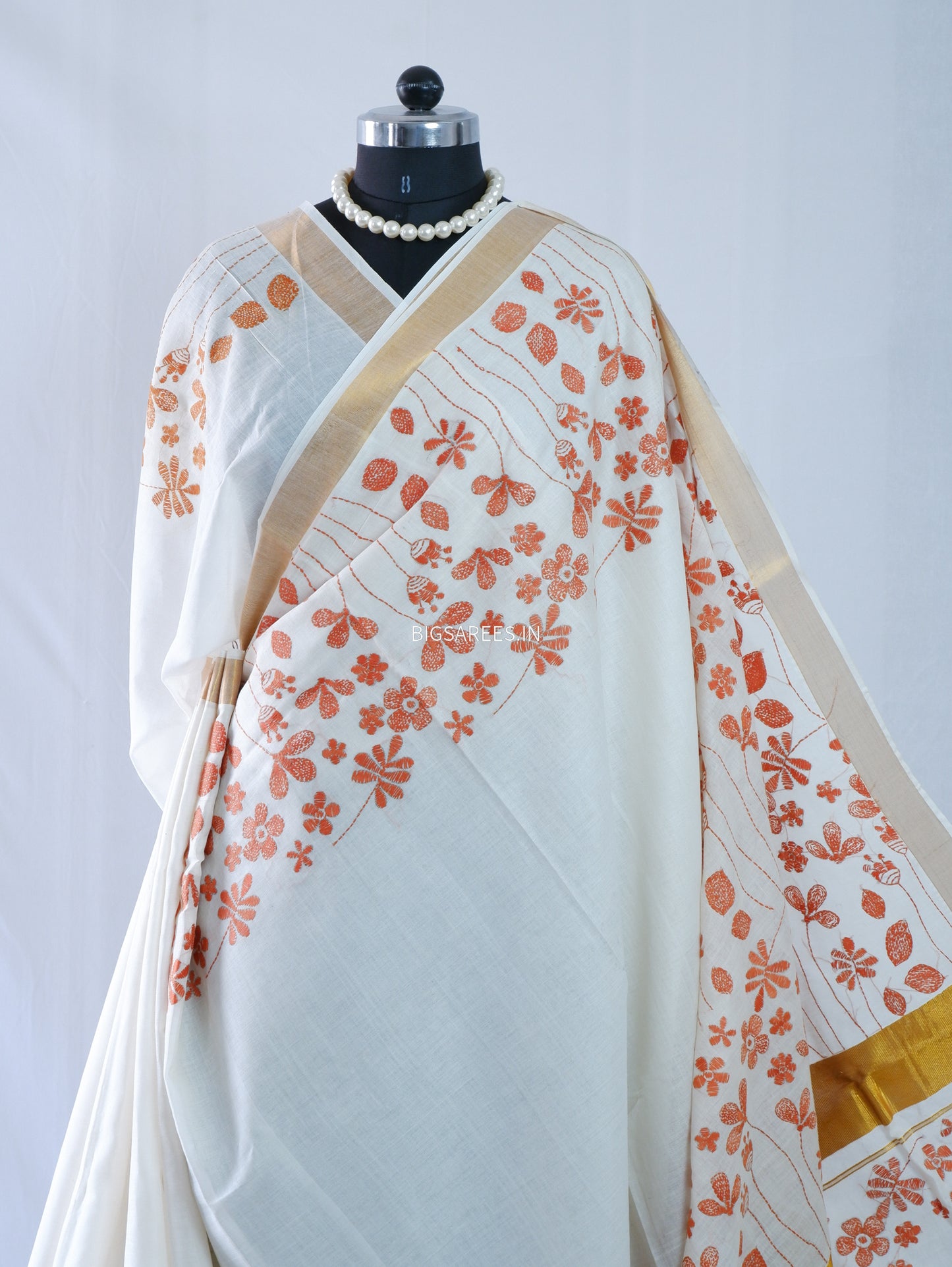 Kantha Stitch Hand Embroidered South Cotton Saree