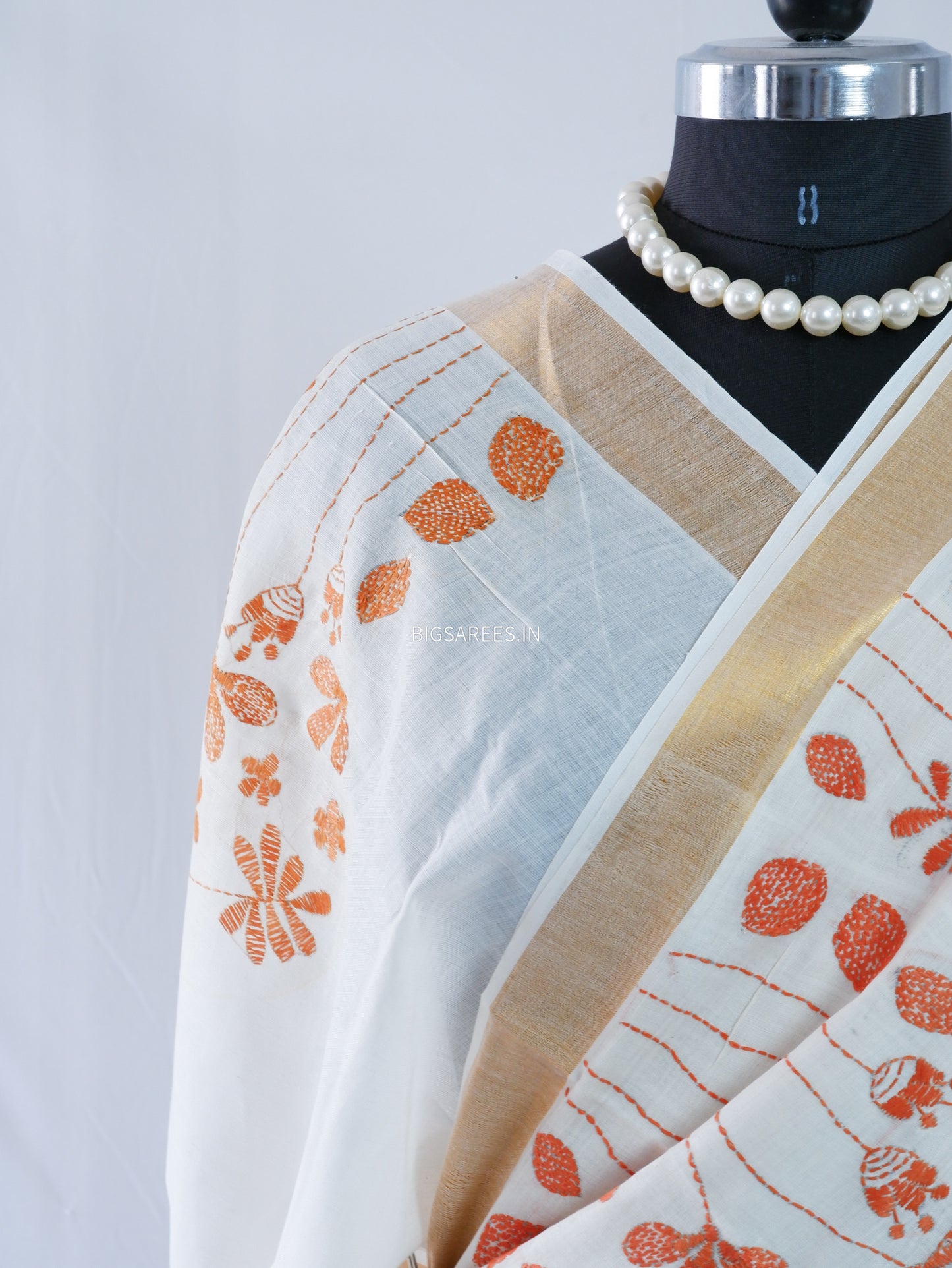 Kantha Stitch Hand Embroidered South Cotton Saree