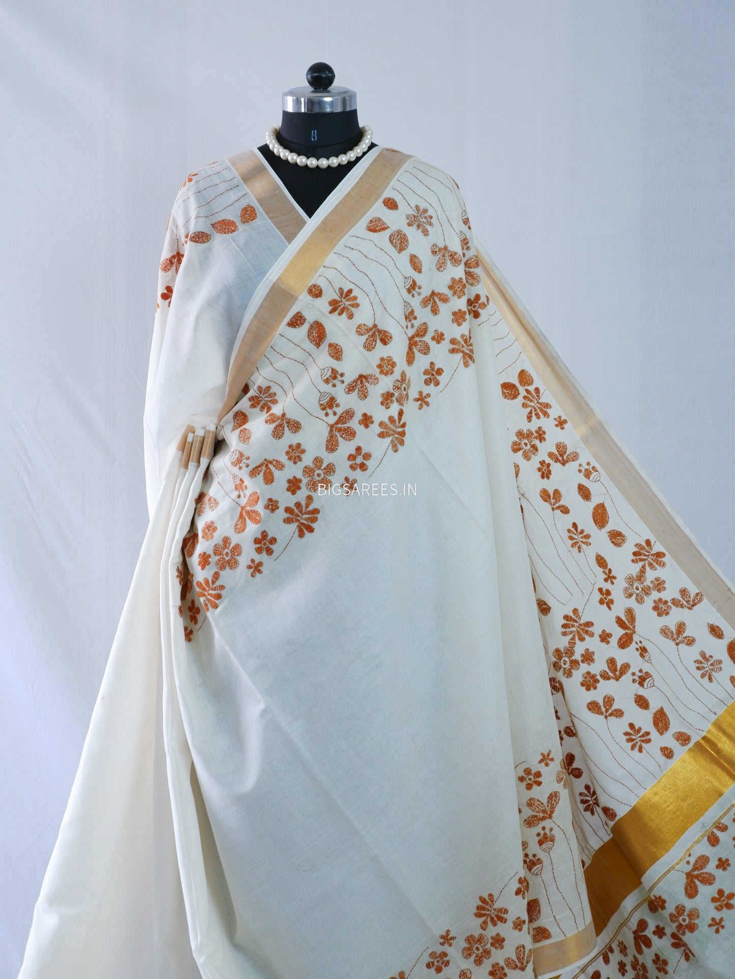 Kantha Stitch Hand Embroidered South Cotton Saree