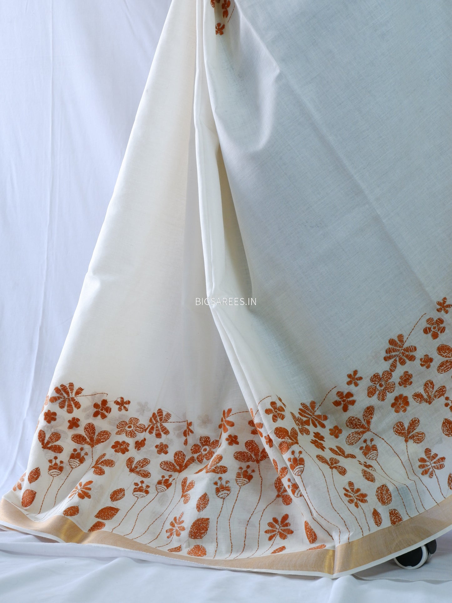 Kantha Stitch Hand Embroidered South Cotton Saree