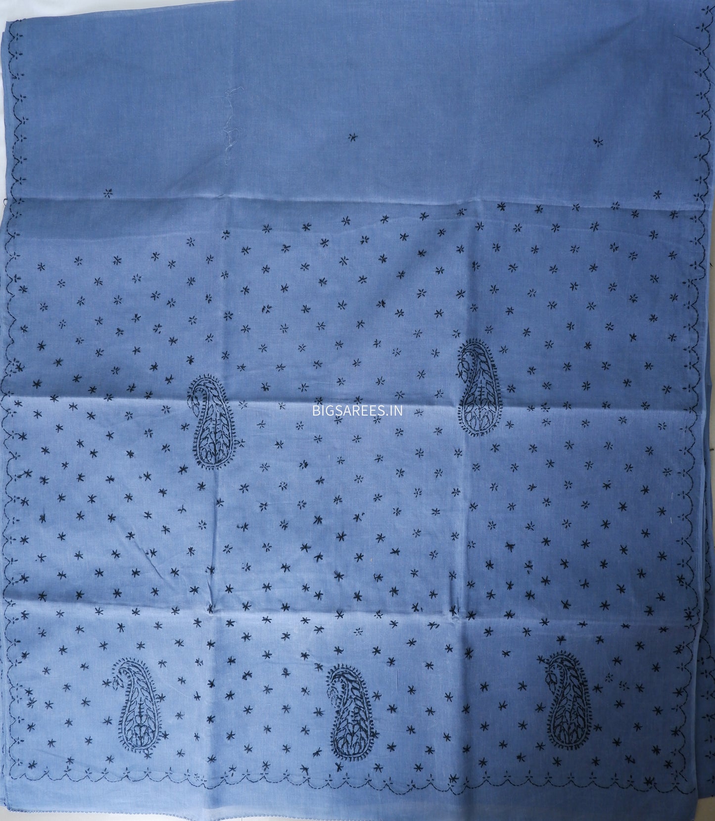 Chikankari Hand-Embroidered Saree | Cotton | Grey