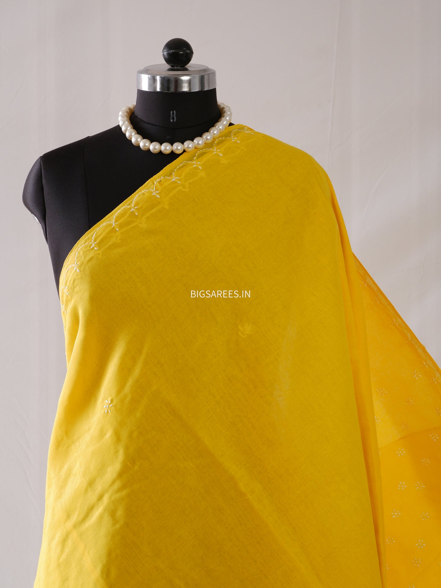 Chikankari Hand-Embroidered Saree | Cotton | Yellow