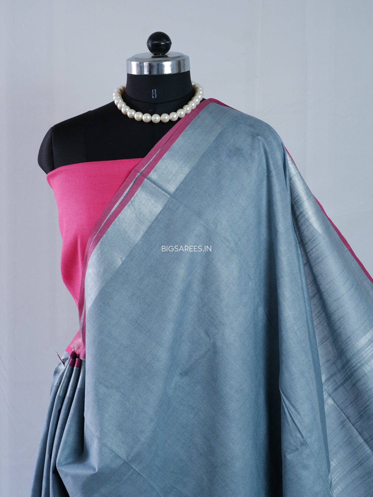 Cotton Linen Saree | Grey