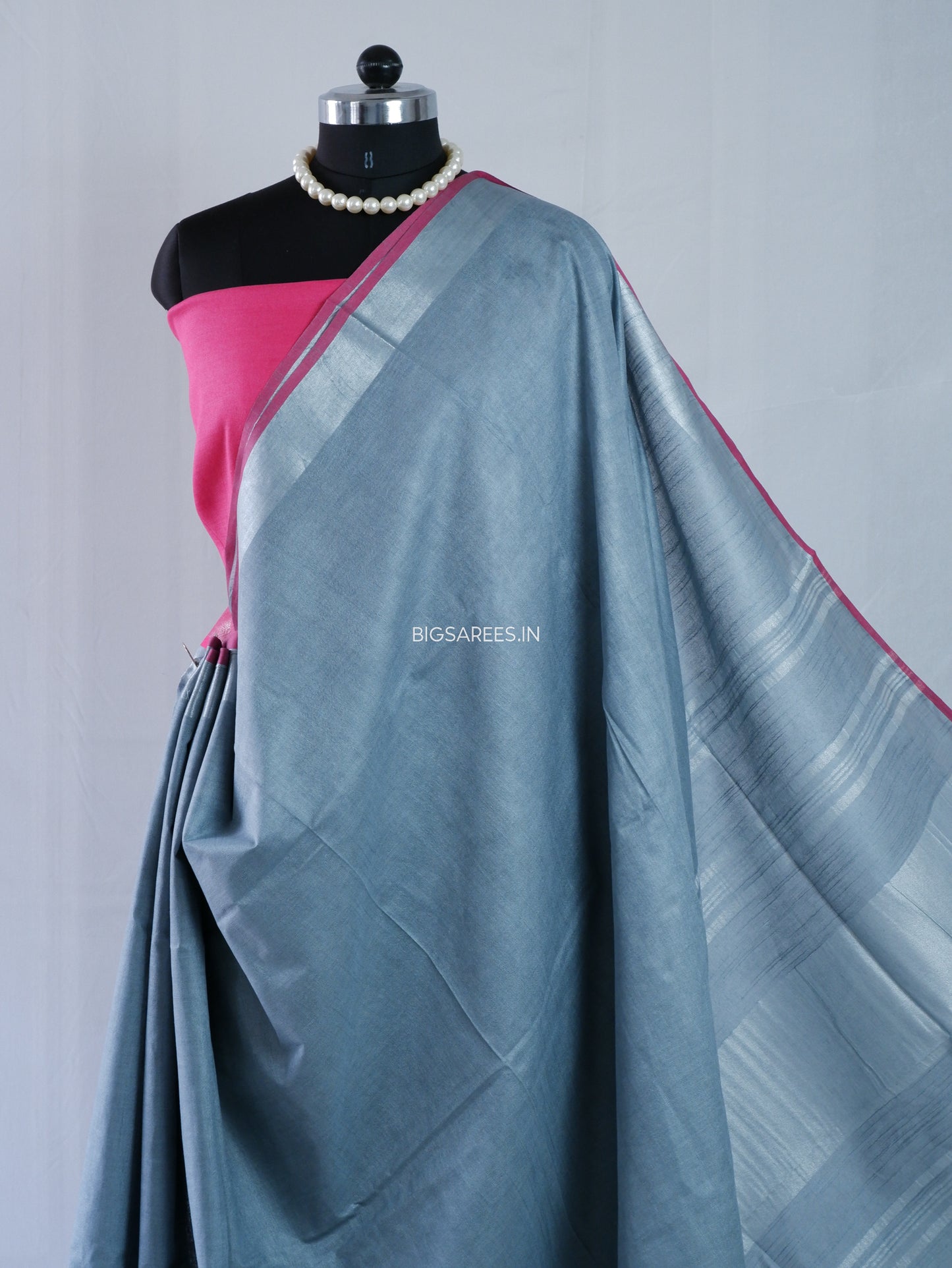 Cotton Linen Saree | Grey