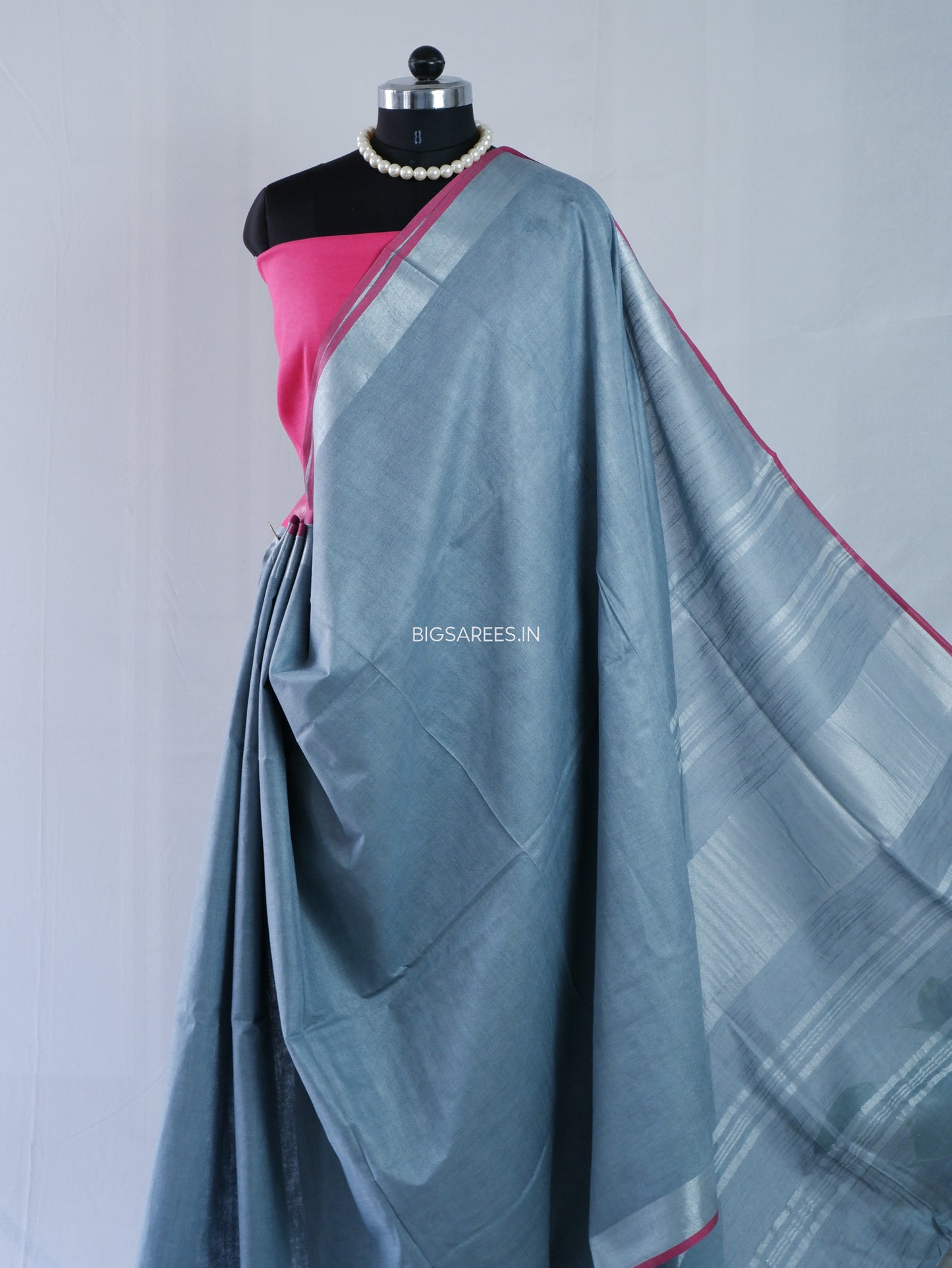 Cotton Linen Saree | Grey