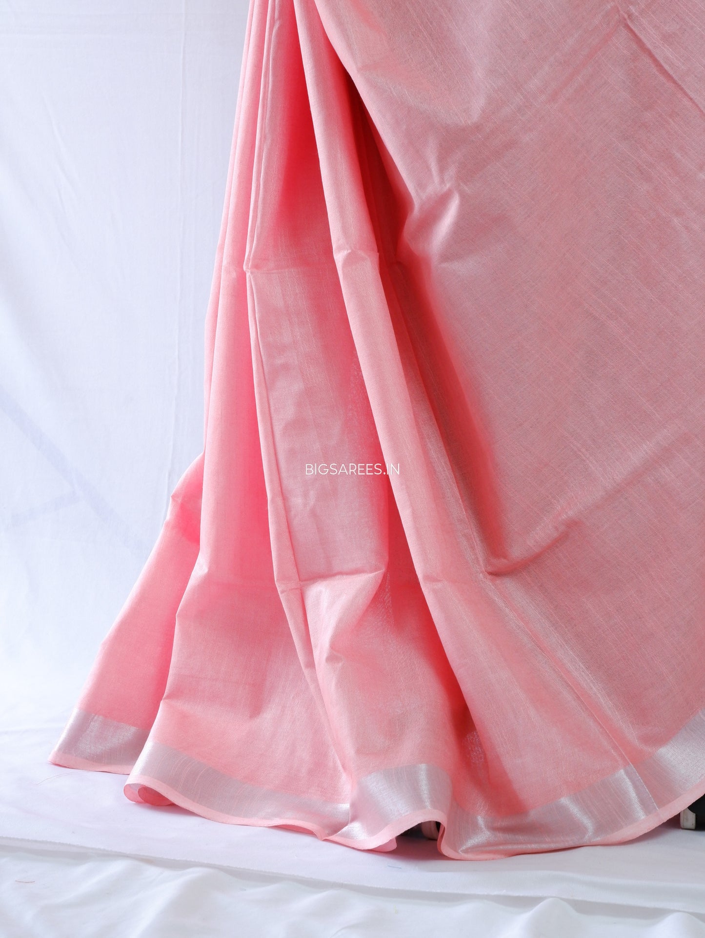 Cotton Linen Saree | Peach pink
