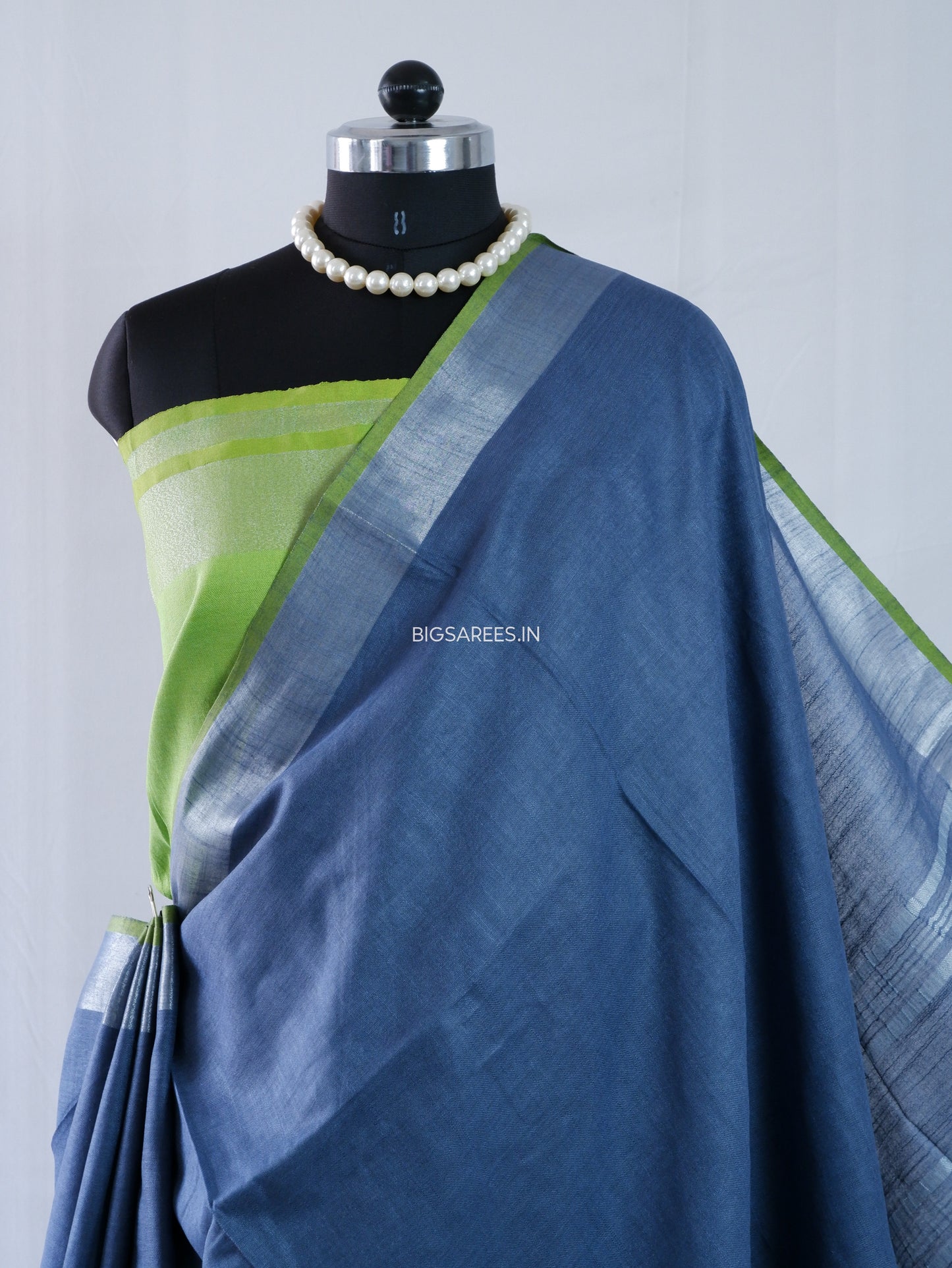 Cotton Linen Saree | Dark Grey