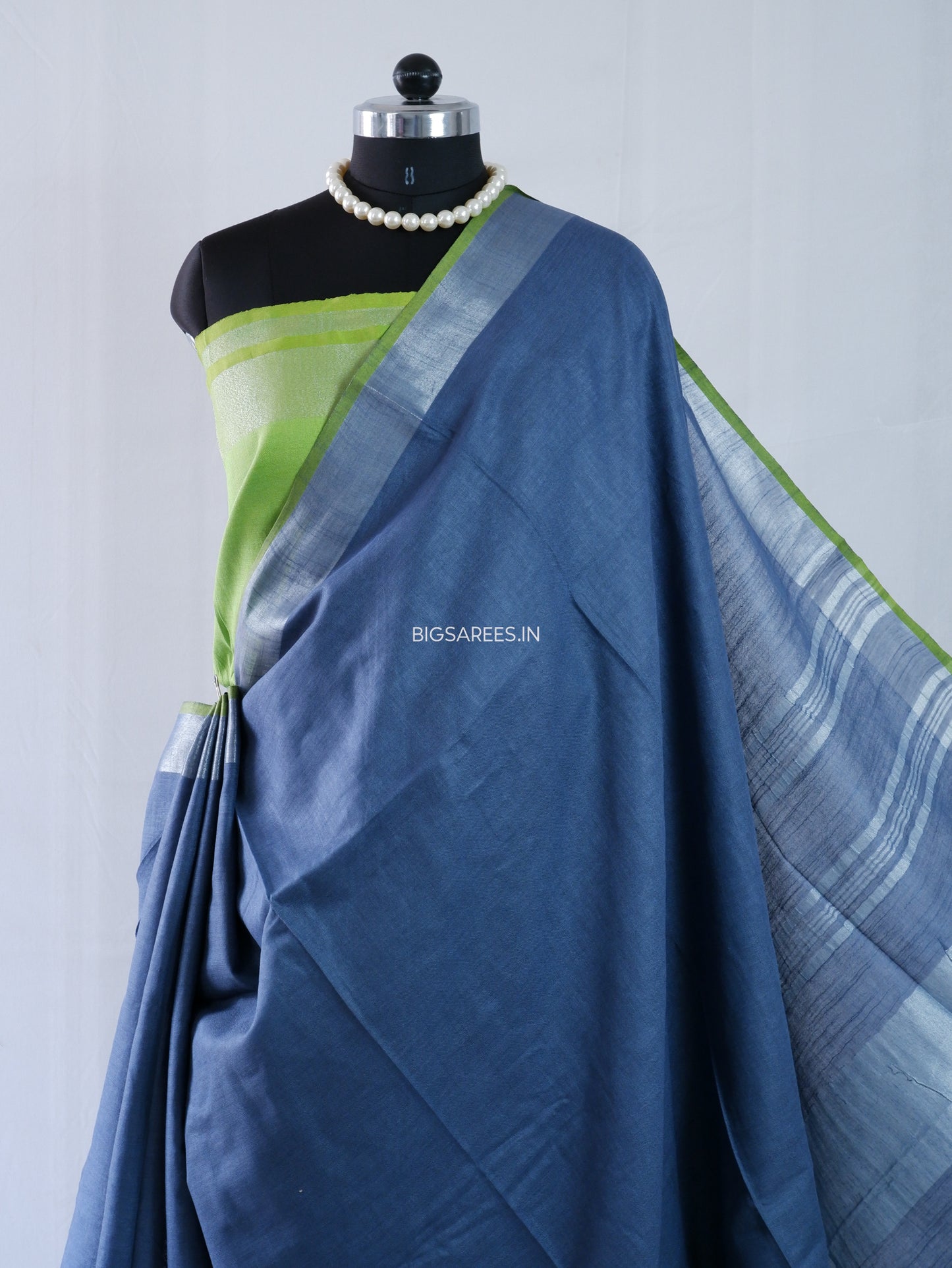 Cotton Linen Saree | Dark Grey
