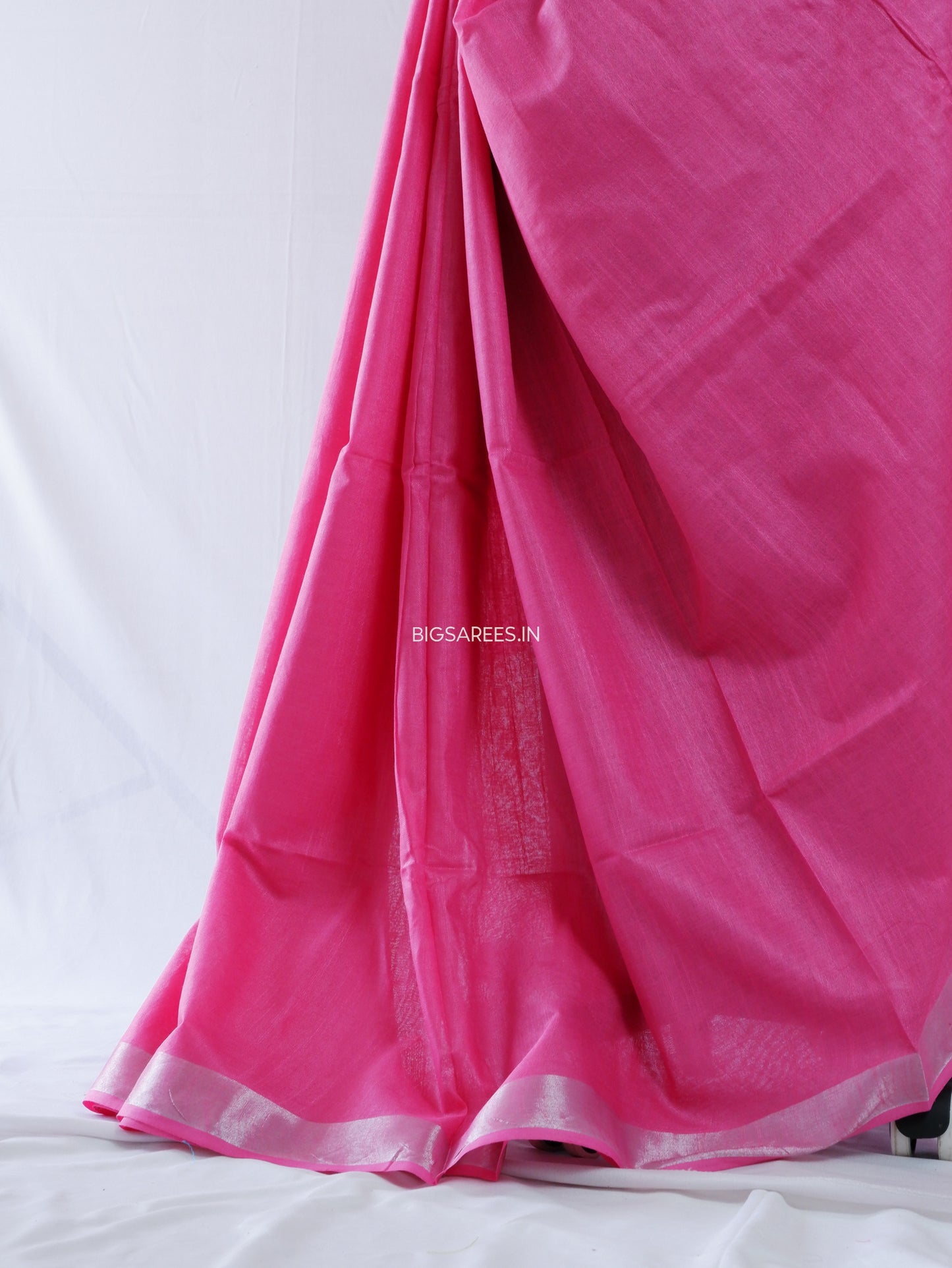 Cotton Linen Saree | Dark Pink