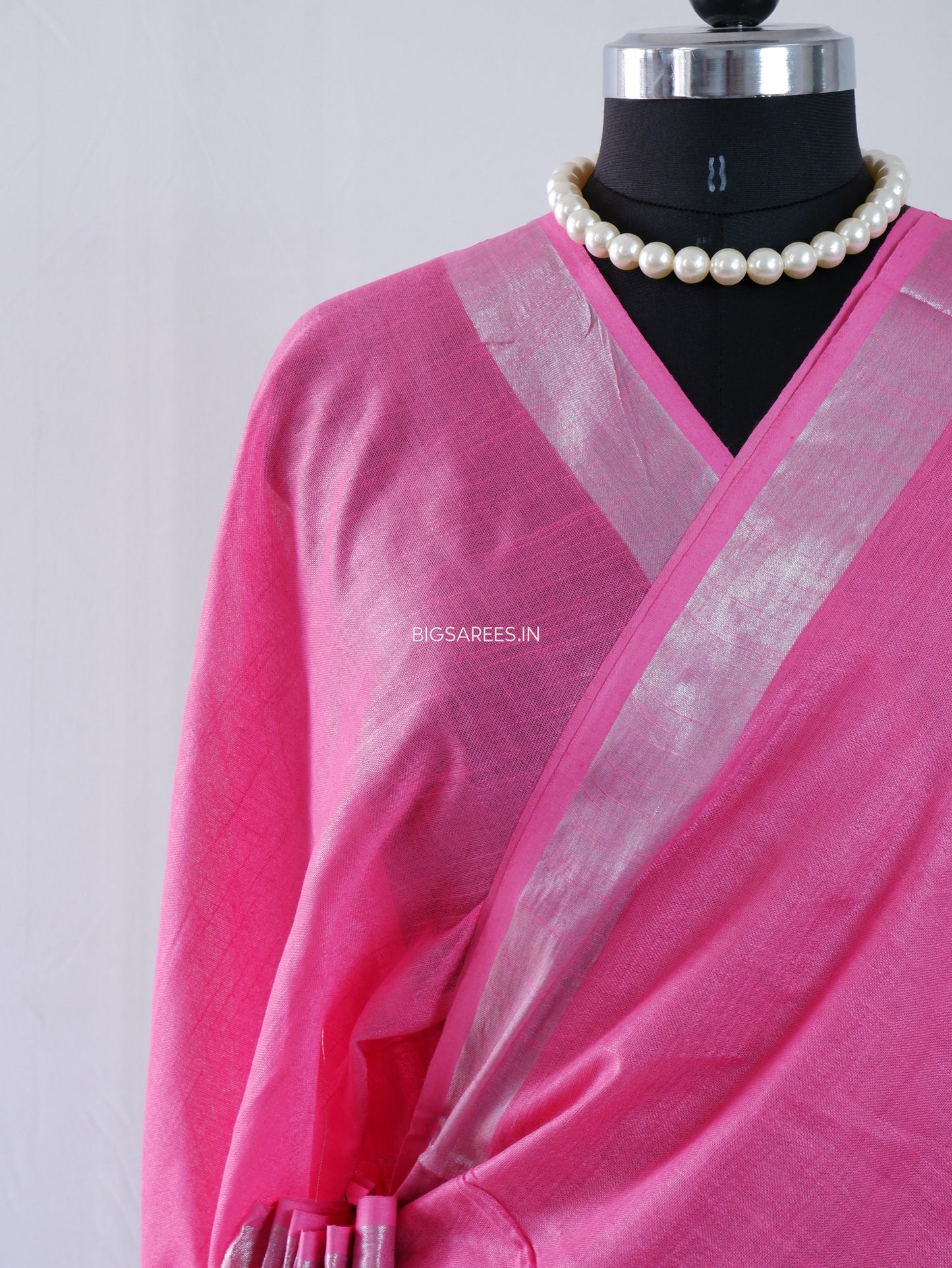 Cotton Linen Saree | Dark Pink